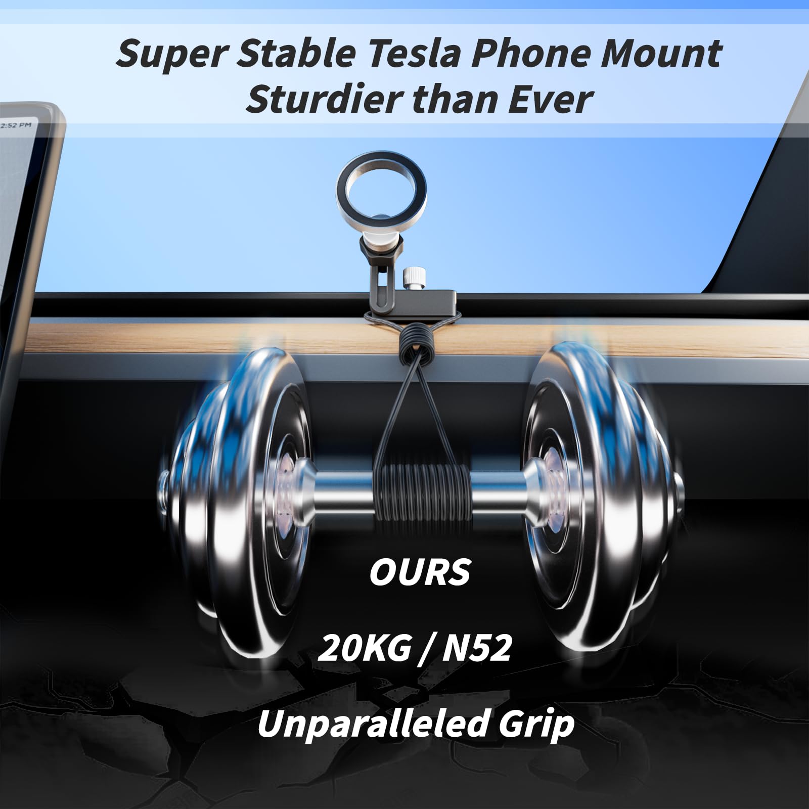Universal Tesla Model 3/Y/S/X Phone Mount Holder - Foldable Hidden Car Accessory for iPhone & Android (2024-2025) | Perfect for Road Trips, GPS Navigation & Hands-Free Driving