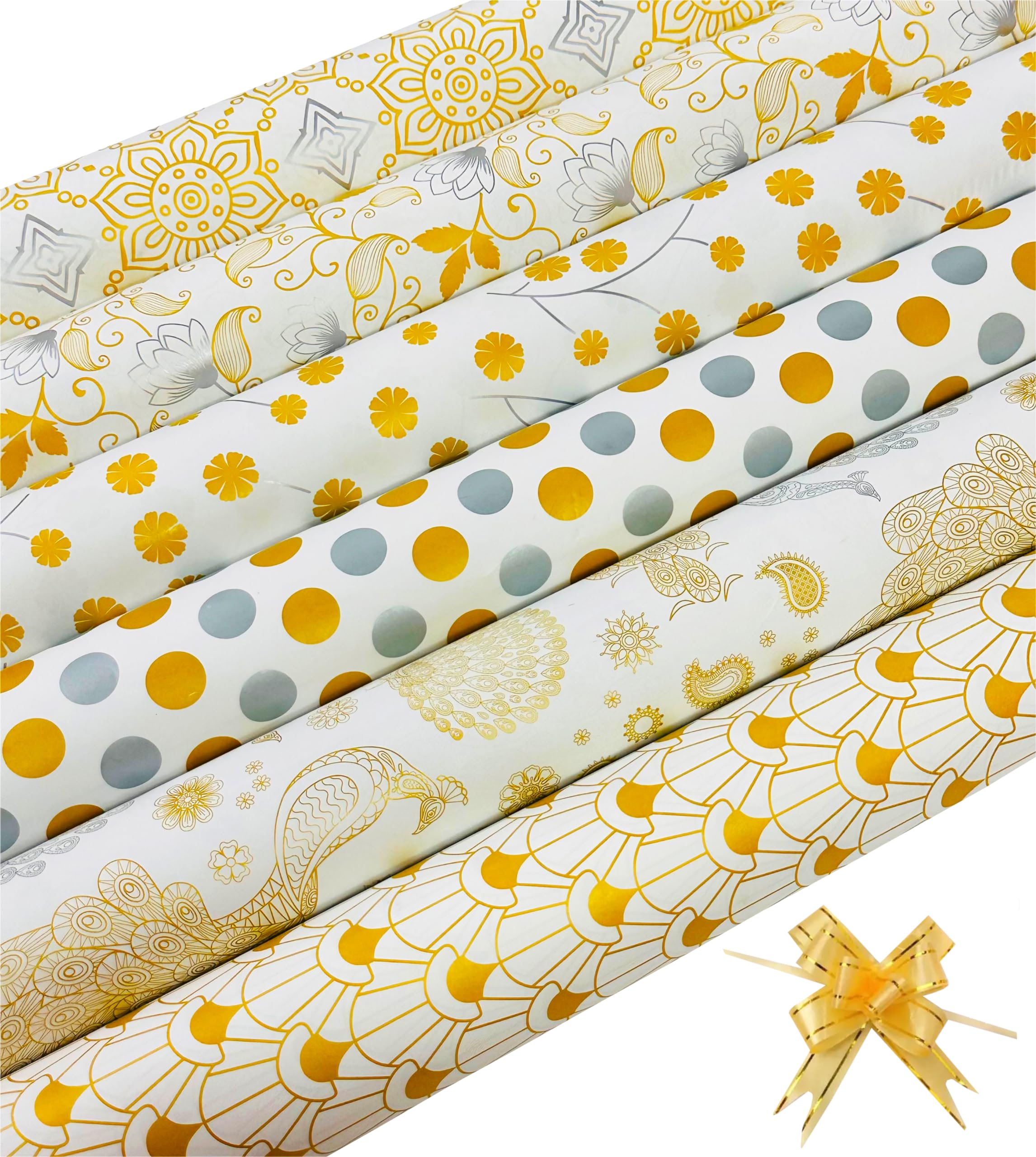 OFIXO (MD1) Premium Gift Wrapping Paper Roll - 6-Pack Mixed Designs for Birthday, Christmas & Party Presents - High-Quality Decorative Wrapping Sheets for Gift Boxes, Baskets & Packages