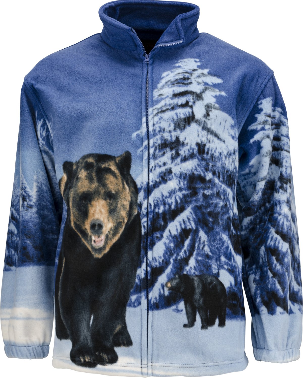 Men's & Women's Full Zip Fleece Sweater Jacket with Wildlife Print - Cozy Animal Design for Outdoor Adventures & Casual Wear