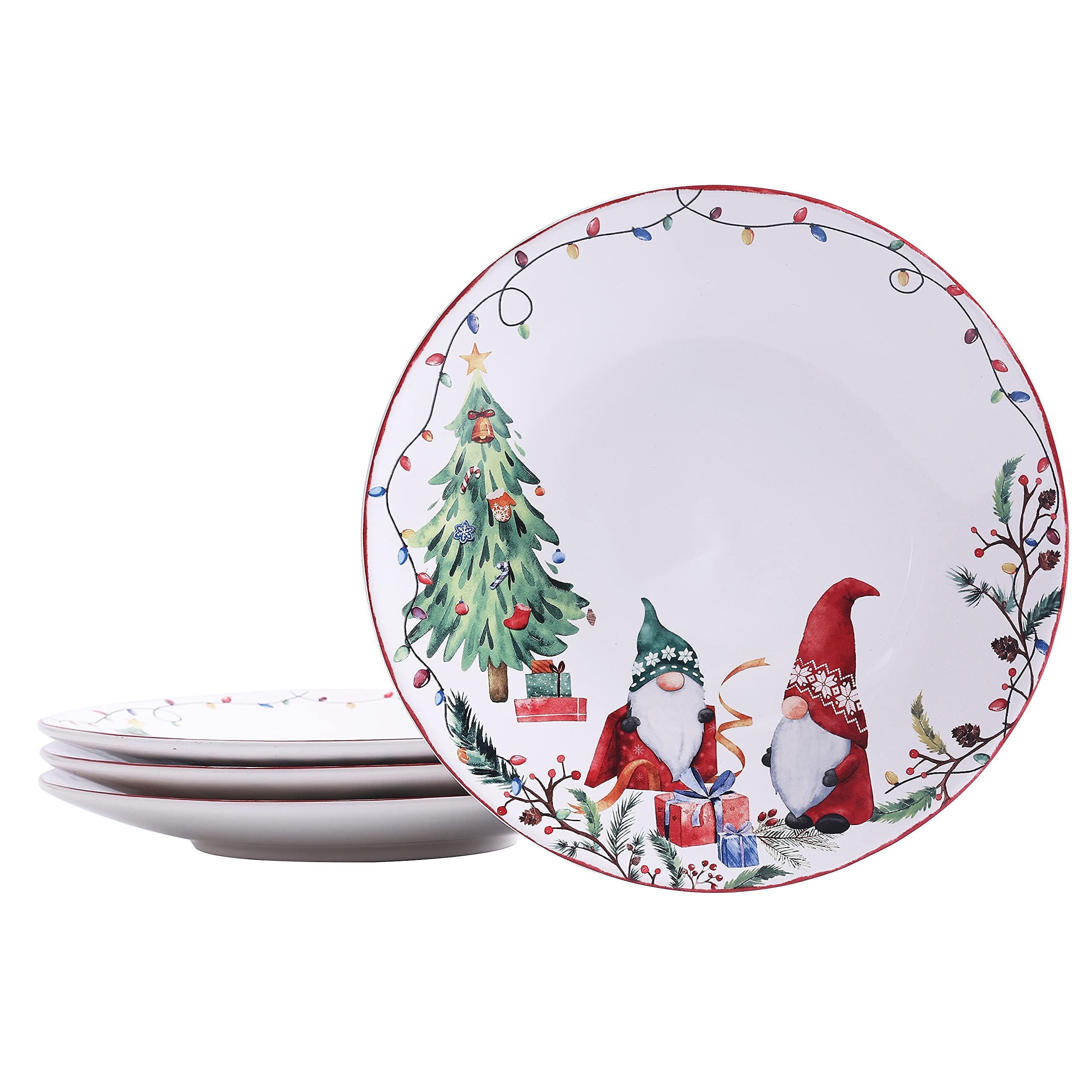 Bico Christmas Gnomes Ceramic Dinnerware Set - 12 Piece Service for 4 (Includes 11
