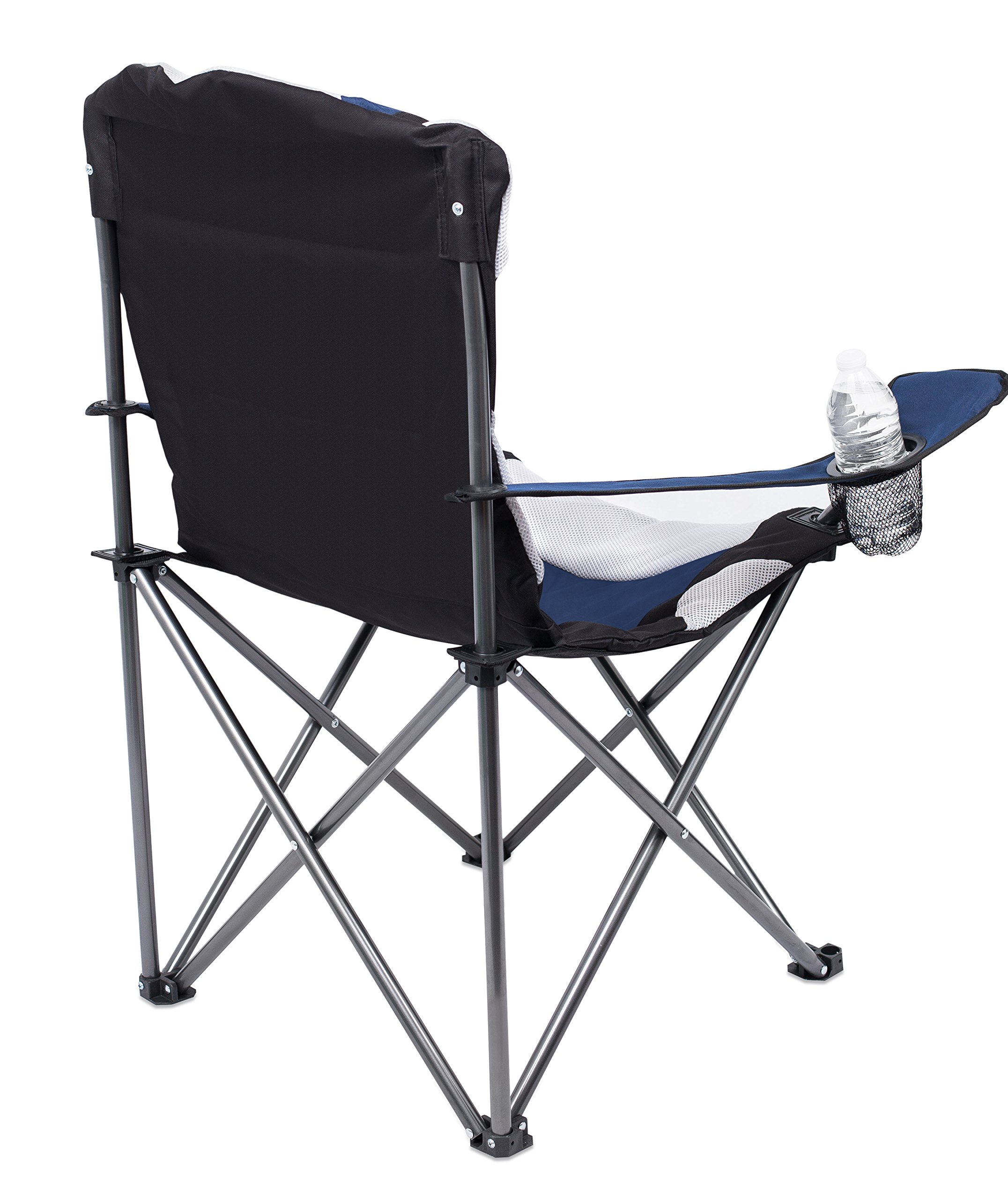 Premium Padded Camping Folding Chair with Cup Holder - Ultra Comfortable Portable Outdoor Chair for Beach, Park, Sports & Picnics - Includes Carry Bag - Navy Blue (1-Pack) - Perfect for Camping, Tailgating, Backyard Relaxation & Outdoor Events