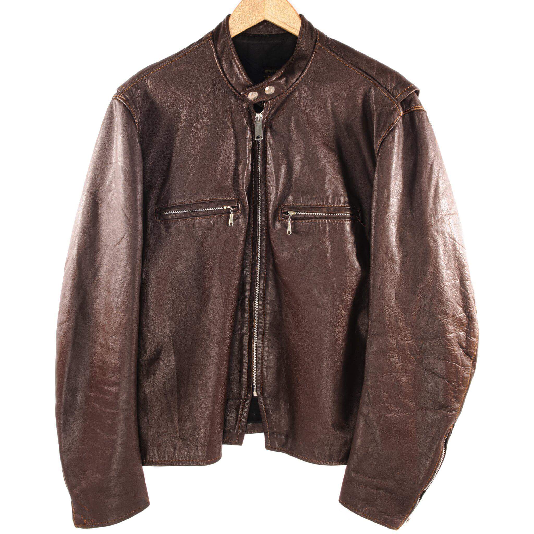 Vintage Brooks Genuine Leather Jacket for Men - Size 46 - Premium USA Made - Perfect for Motorcycle Riding & Casual Fashion