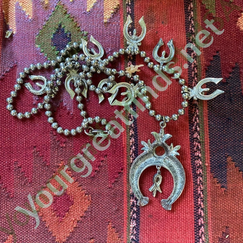 Vintage Silver Squash Blossom Necklace - Authentic Native American Jewelry for Women | Perfect for Boho Fashion, Weddings & Special Occasions