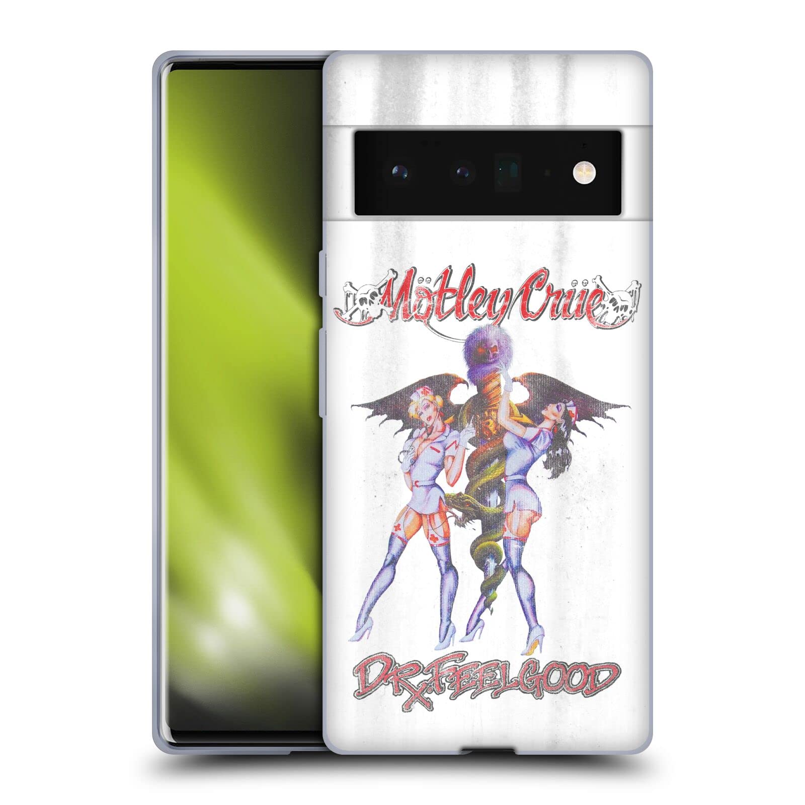 Motley Crue Dr. Feelgood Vintage Key Art Soft Gel Case for Google Pixel 6 Pro - Officially Licensed by Head Case Designs, Durable Protection for Daily Use & Travel