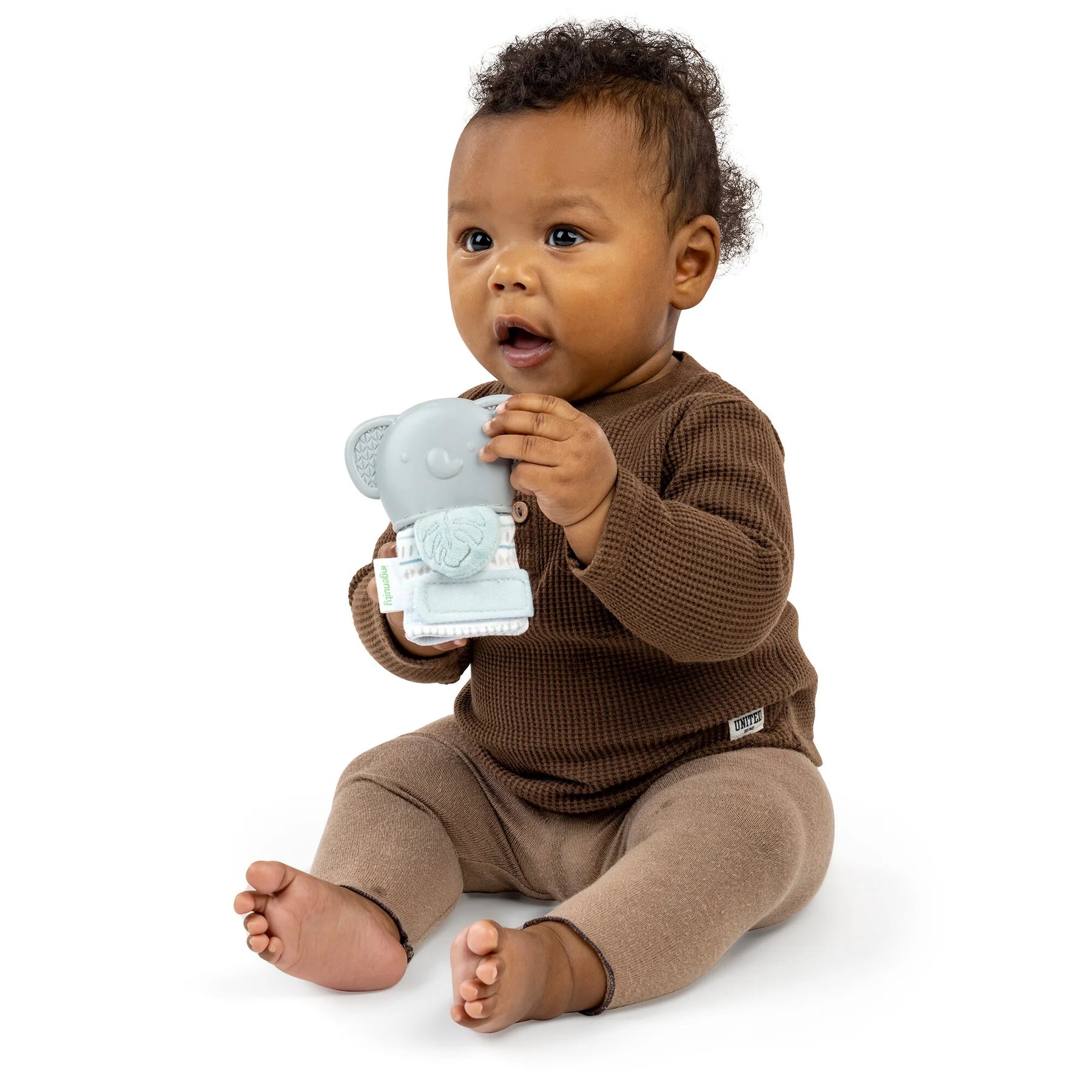 Ingenuity Van the Elephant Baby Teething Mitt & Rattle - Soothing Teether Toy for Infants, Soft Chewable Mitten with Rattle Sound for Newborns & Toddlers - Perfect for Teething Relief, Sensory Play & On-the-Go Comfort
