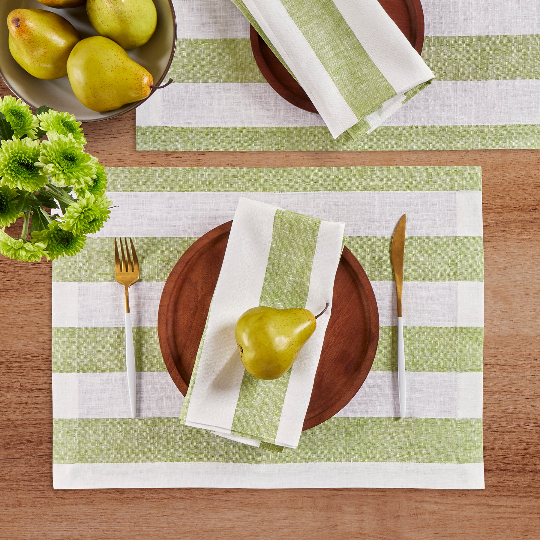 Premium Cabana Stripe Cotton Placemats Set of 4 - Waterproof & Washable Table Mats for Dining, Kitchen, and Outdoor Patio Decor