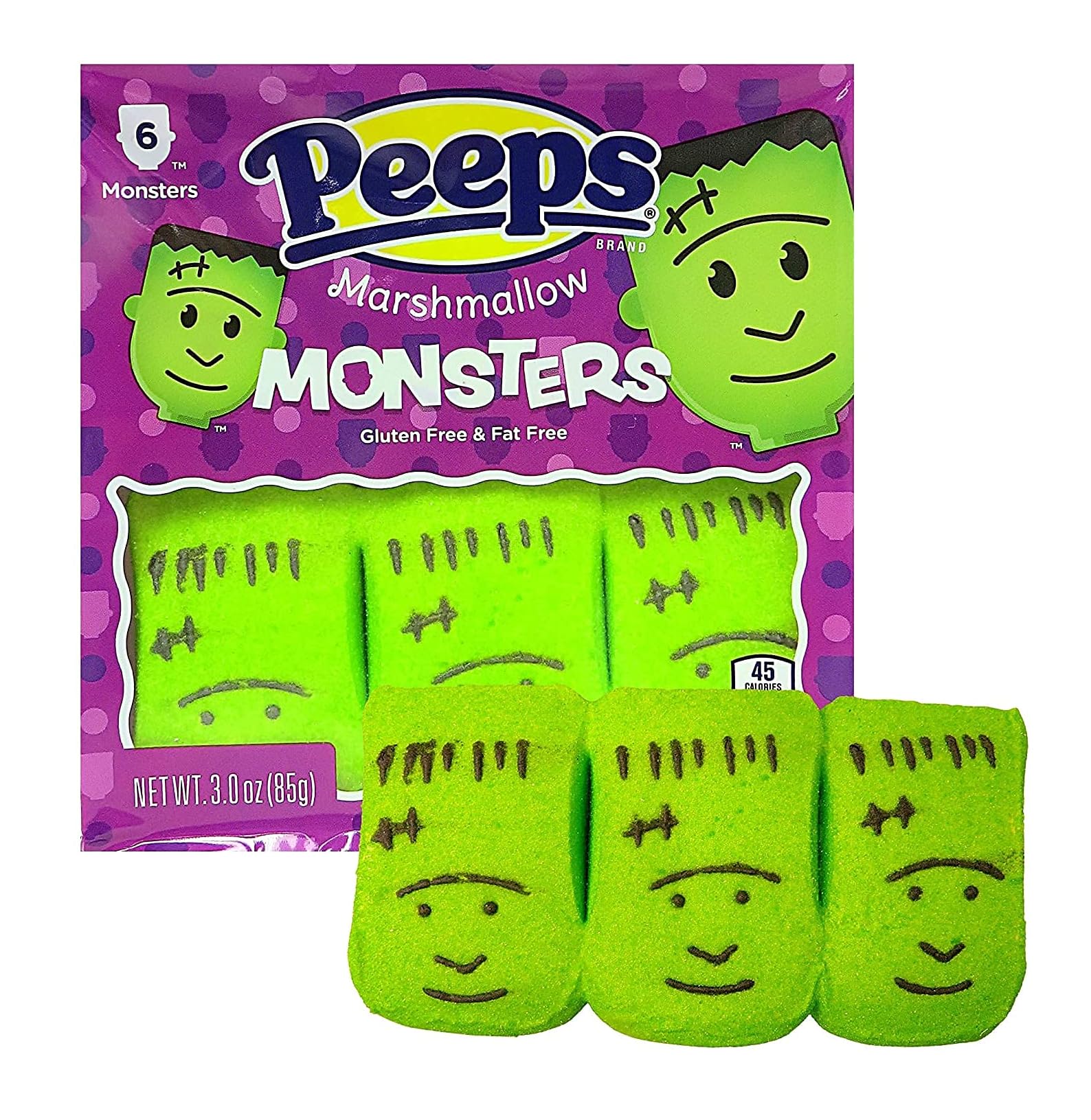 Smiling Sweets Peeps Marshmallows - 48 Count Halloween Variety Pack (8 Monsters, 8 Skulls, 8 Ghosts, 8 Pumpkins) - 2 Pack for Parties, Trick-or-Treating & Festive Desserts