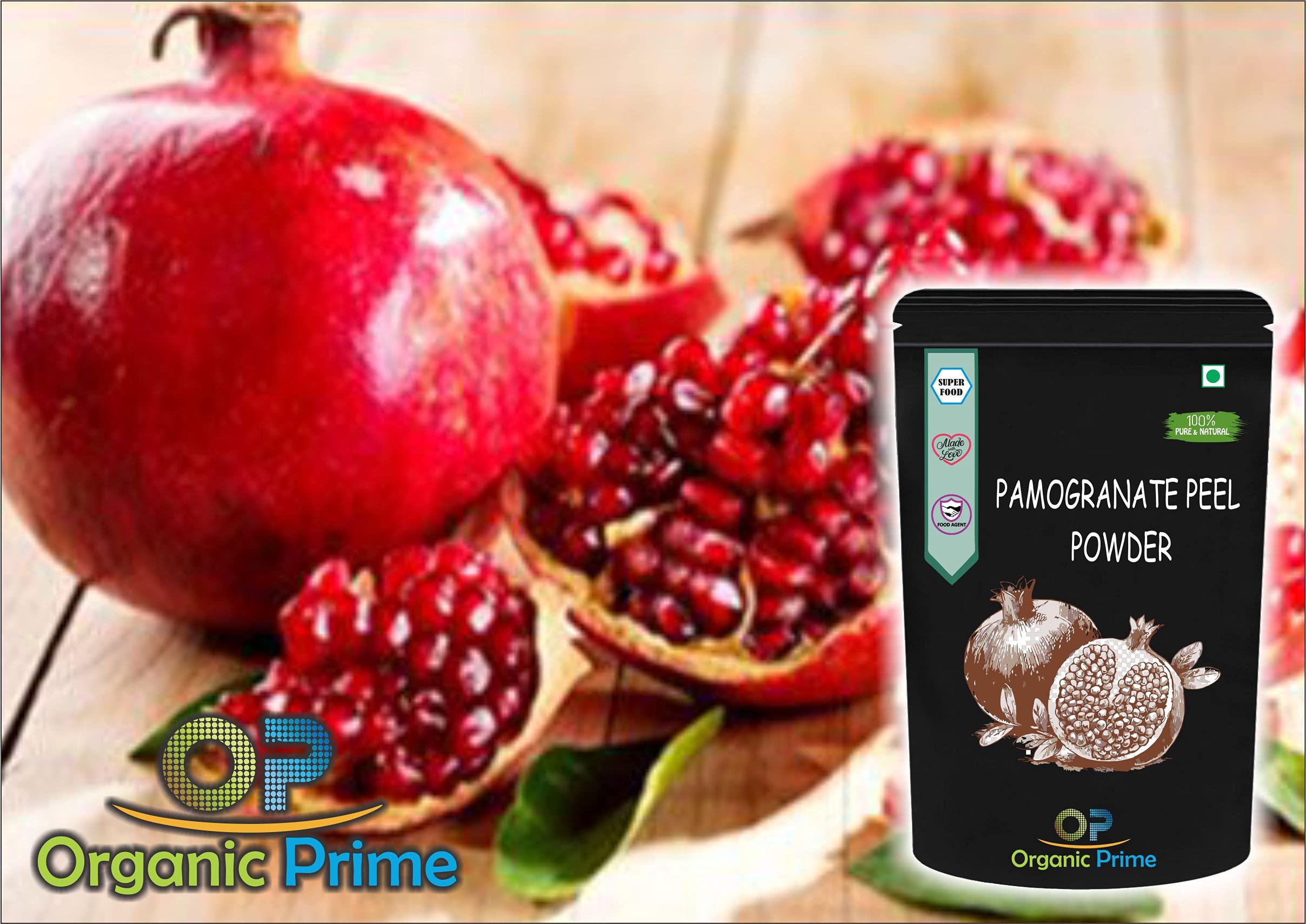 Organic Pomegranate Peel Powder (Punica Granatum) 100g - Natural Face Mask, Hair Treatment for Acne & Hair Fall Control | DIY Skincare & Haircare for Glowing Skin & Healthy Hair
