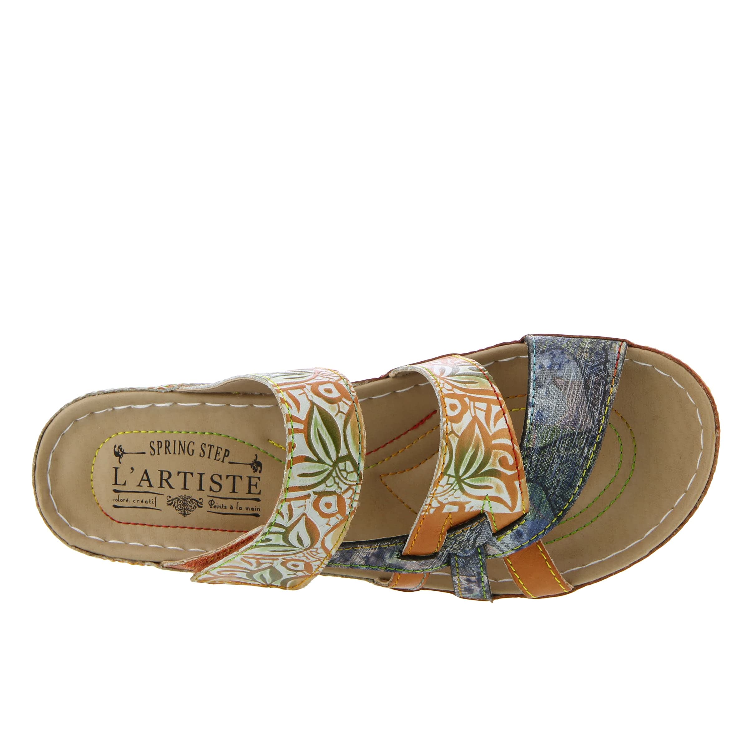 Spring Step L'Artiste Women's Caiman Embossed Leather Slide Sandals - Comfortable Summer House Slippers for Poolside, Beach & Indoor Wear