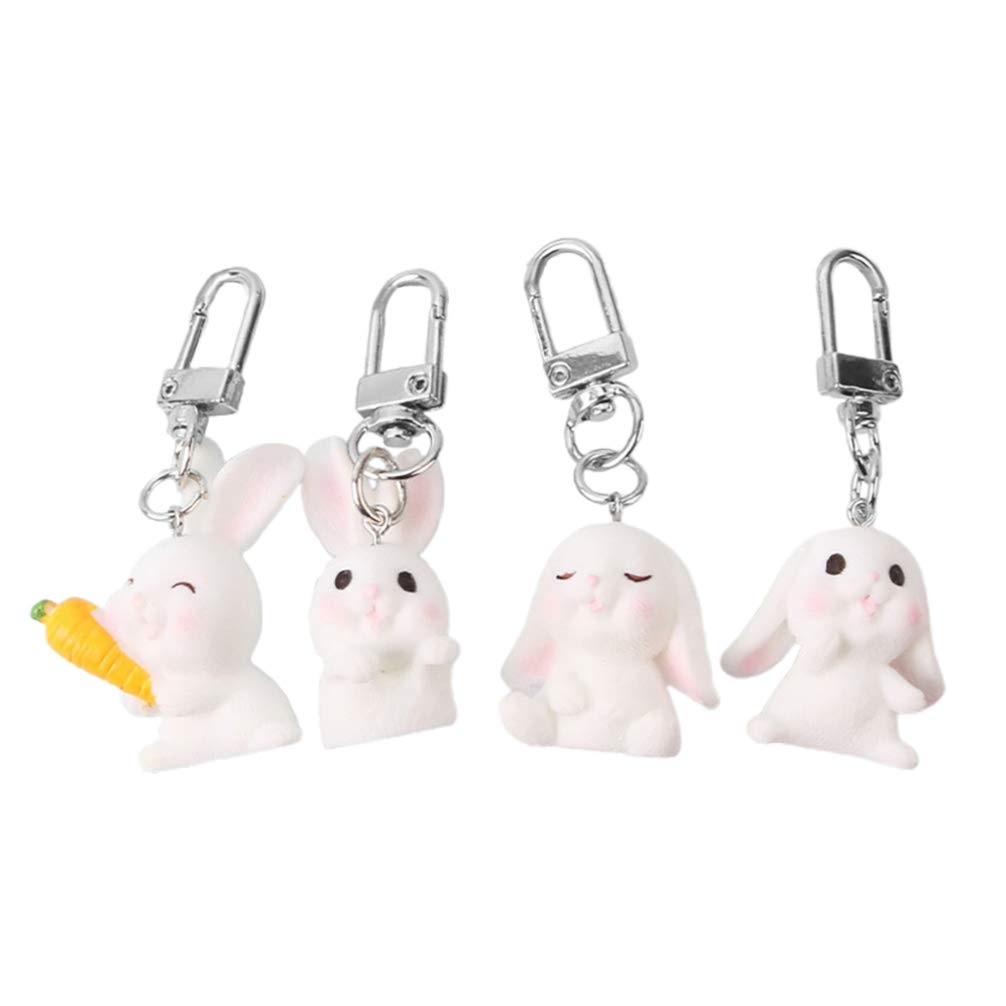 KESYOO 4pcs Cute Rabbit Keychain Set - Cartoon Bunny Key Ring, Resin Animal Figurine Key Pendant Charms for Gifts, Handbag, Purse & Backpack Decor - Perfect for New Year Gifts, Car Keys & Home Accessories