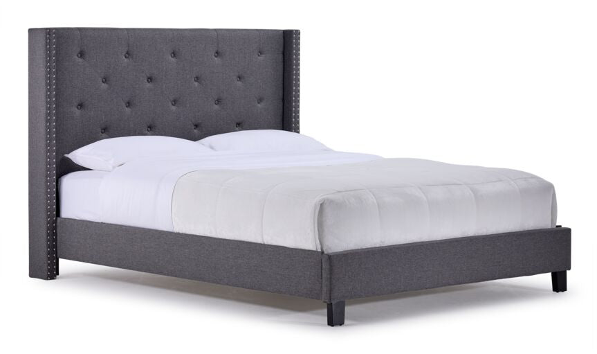 Audrey 3-Piece King Size Bed Frame Set in Dark Grey - Modern Bedroom Furniture for Master Suite & Guest Room