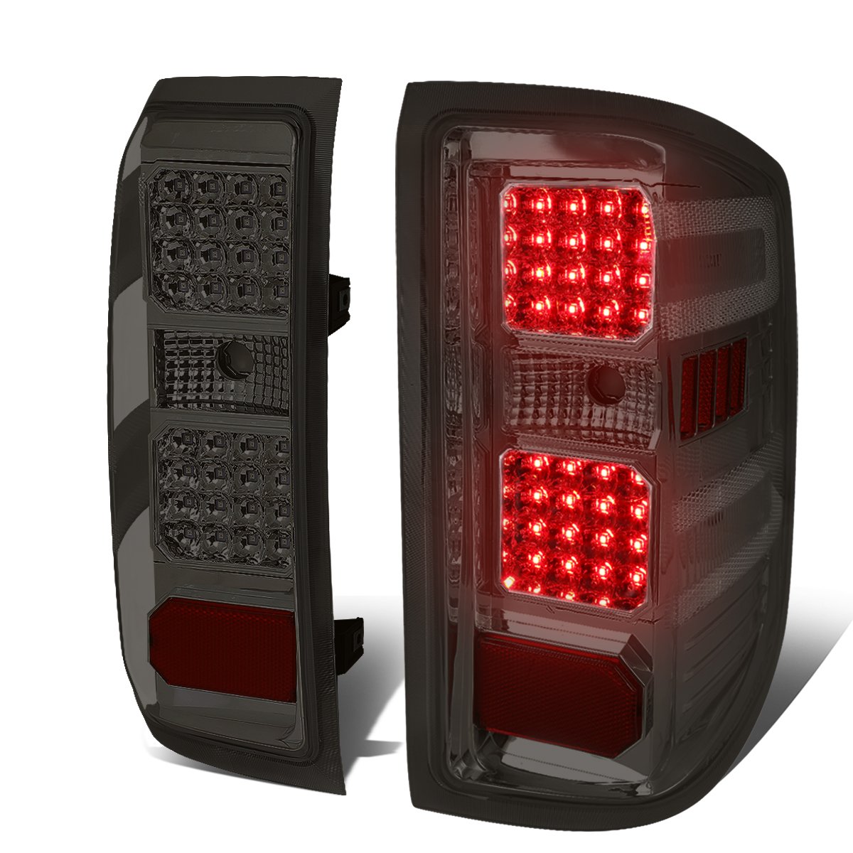 Auto Dynasty LED Tail Lights for 2014-2019 Chevy Silverado & GMC Sierra 1500/2500HD/3500HD - Smoked Lens Chrome Housing Brake Reverse Lamps (Driver & Passenger Side) | Enhanced Night Visibility & Safety for Pickup Trucks
