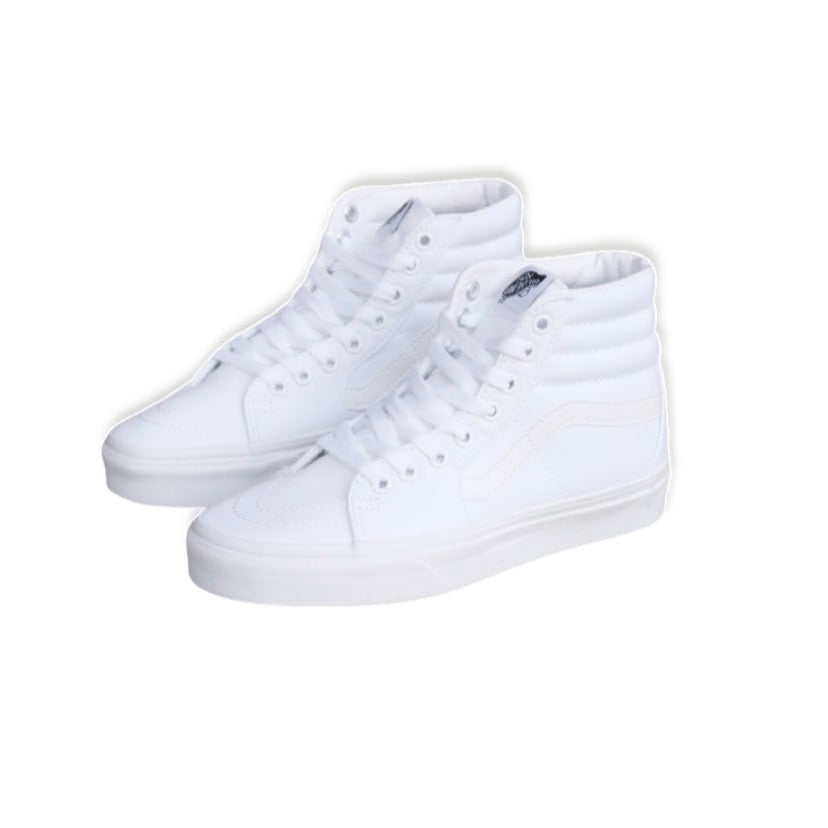 Vans SK8-Hi True White Classic Skate Shoes - Men's & Women's High-Top Sneakers for Skateboarding, Casual Wear & Street Style