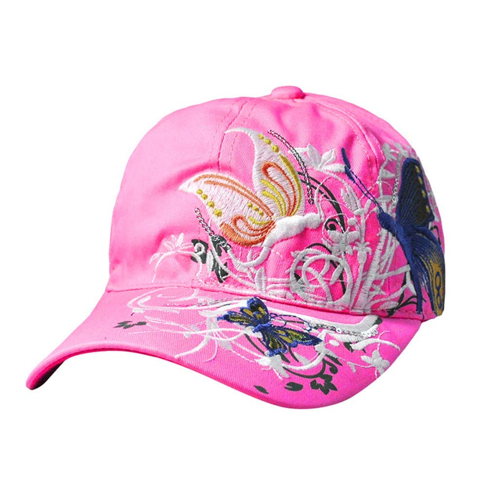 Women's Butterfly Print Baseball Cap - UV Protection Sun Hat for Outdoor Activities, Sports, and Fashion | Adjustable Black Summer Hat for Ladies