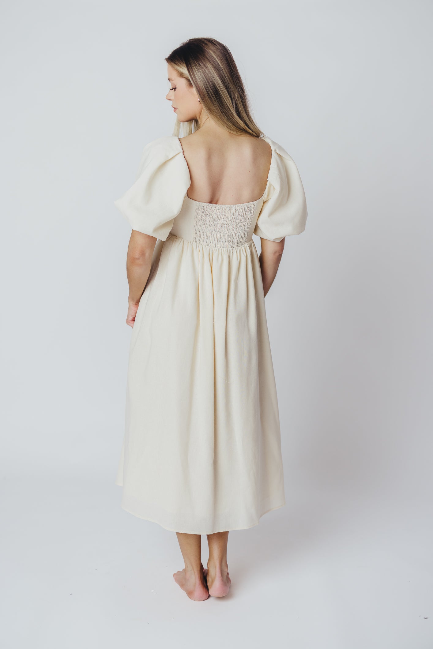 Stylish Hamilton Midi Dress in Ivory - Bump Friendly Maternity Dress for Women | Perfect for Baby Showers, Weddings & Special Occasions