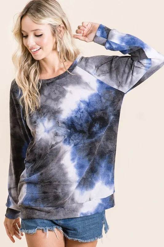 BiBi Tie Dye Sweater Knit Top for Women | Trendy Boho Chic Long Sleeve Pullover | Perfect for Fall Fashion, Casual Outings & Music Festivals