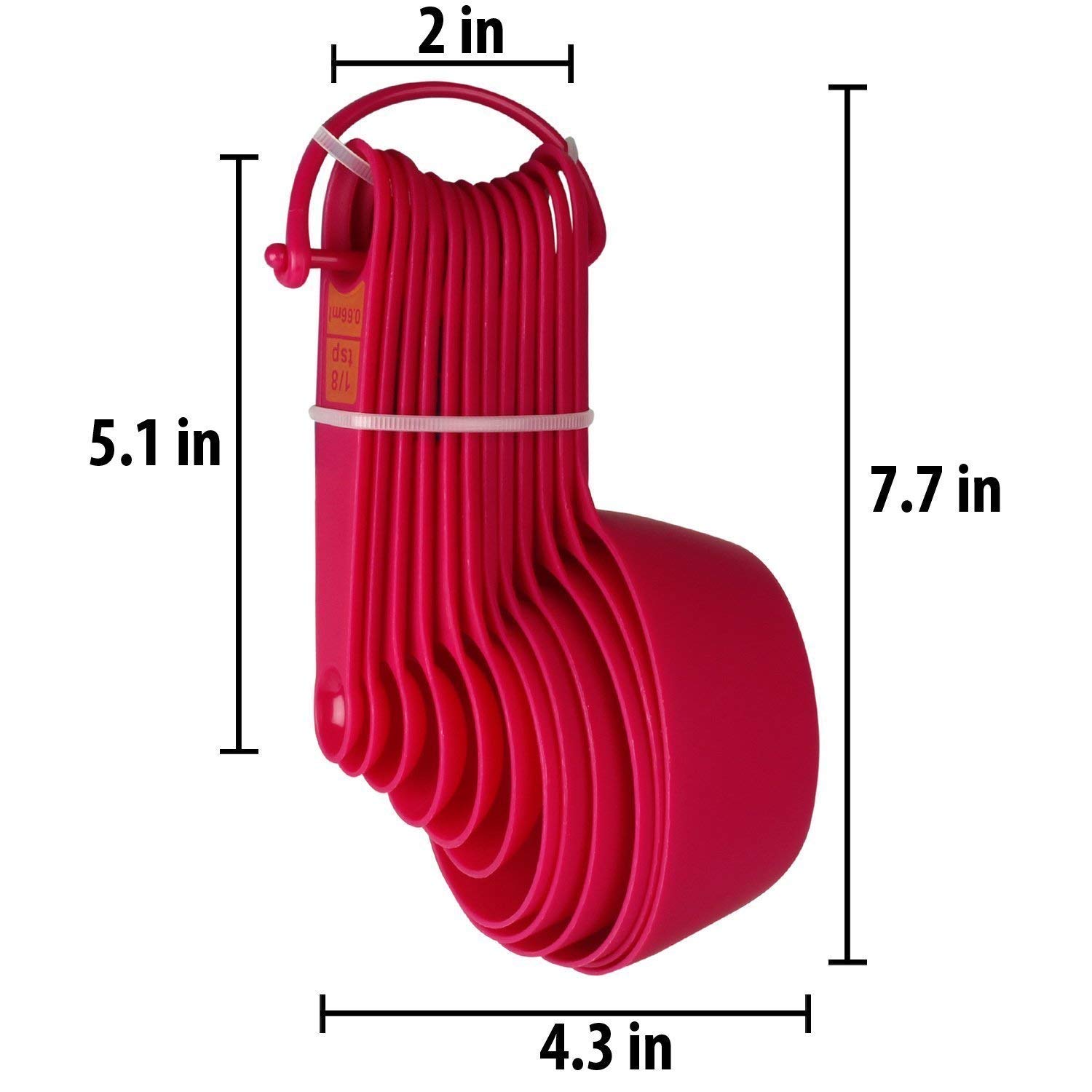 THW® 12-Piece Plastic Measuring Cups and Spoons Set with Ring Holder - Pink | Baking, Cooking & Kitchen Essentials for Accurate Measurements