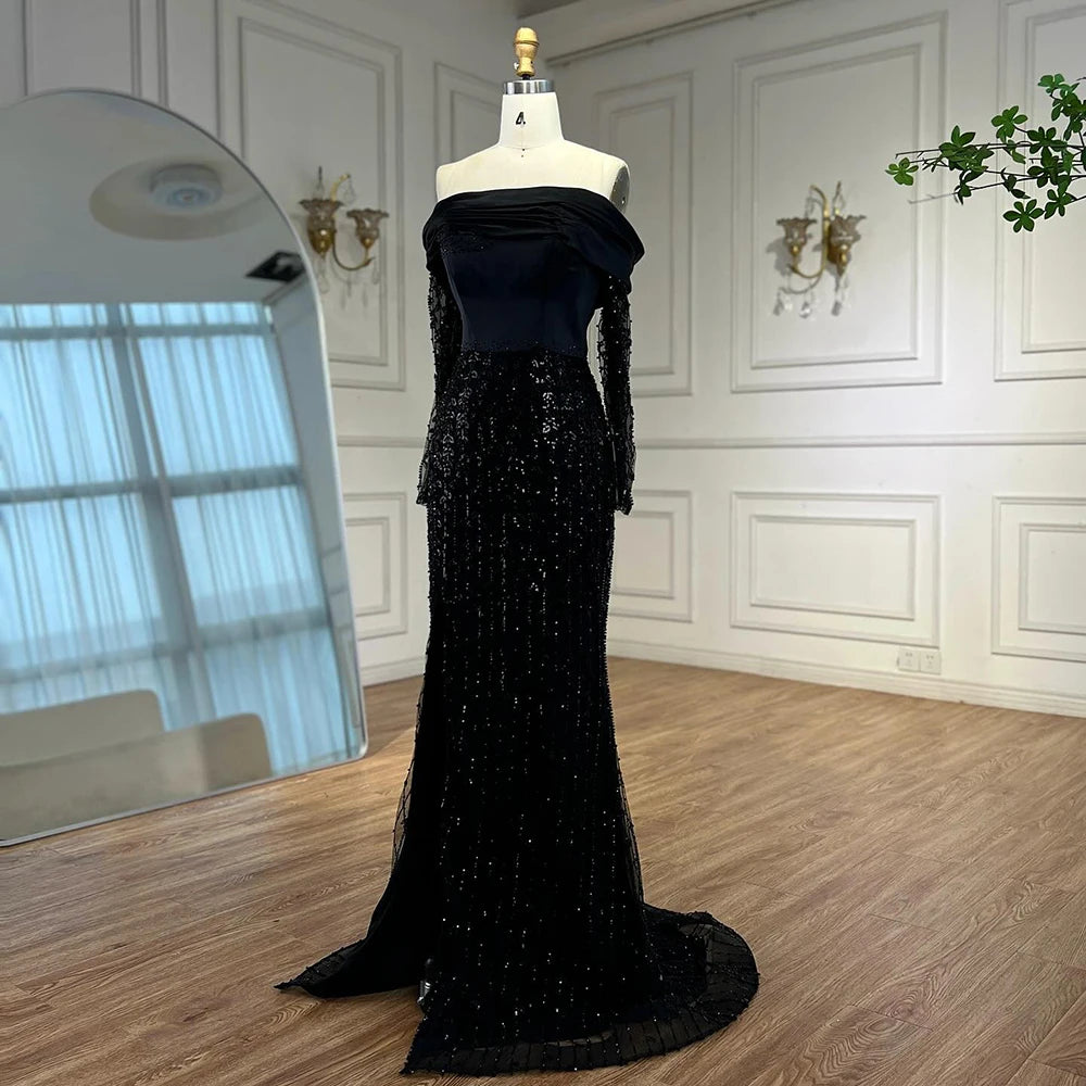 Elegant Black Evening Gown by Luxury Designer - Perfect for Prom, Wedding & Formal Events | LA72969