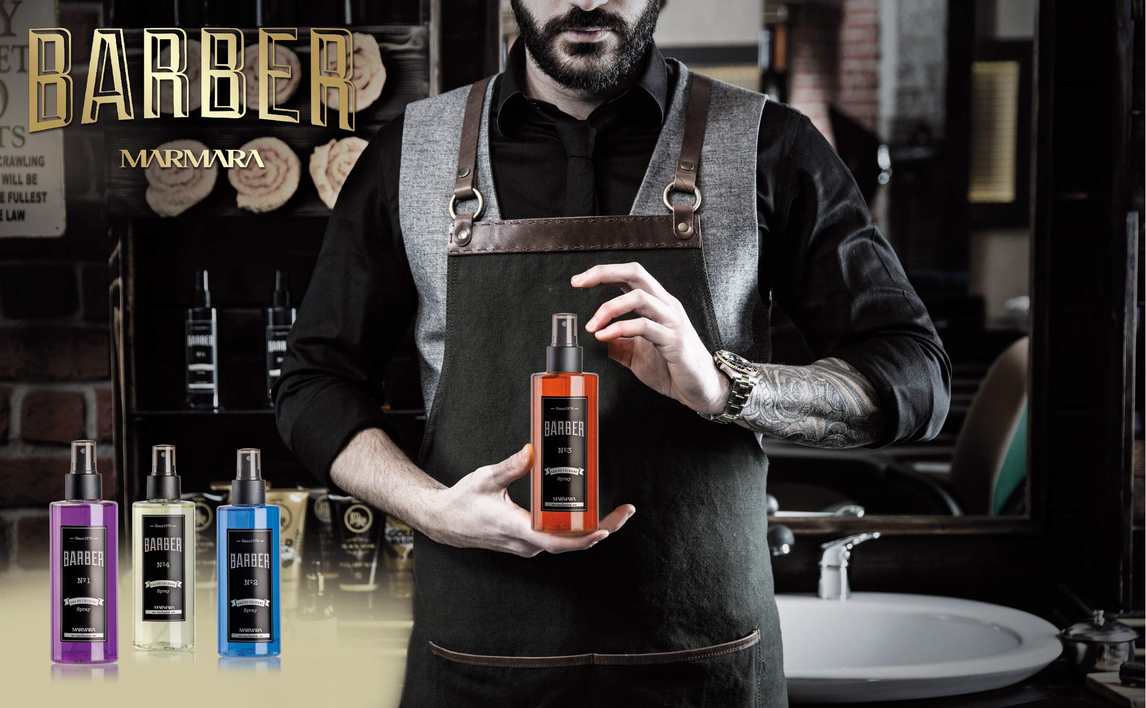 Marmara Barber Cologne No.4 Green - 250ml x 2 Bottles Set for Modern Barbers & Traditional Shaving | Fresh Long-Lasting Fragrance for Men's Grooming & After Shave Routine