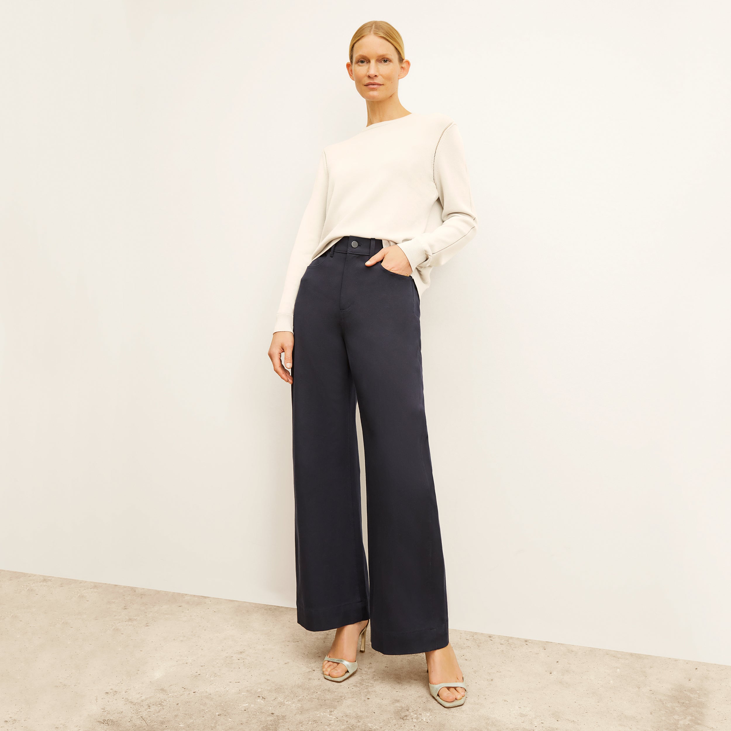 Milo Wide Leg Jeans for Women - Eco-Friendly Stretch Denim Pants in Dark Navy | Comfortable & Stylish for Casual Wear, Office & Travel