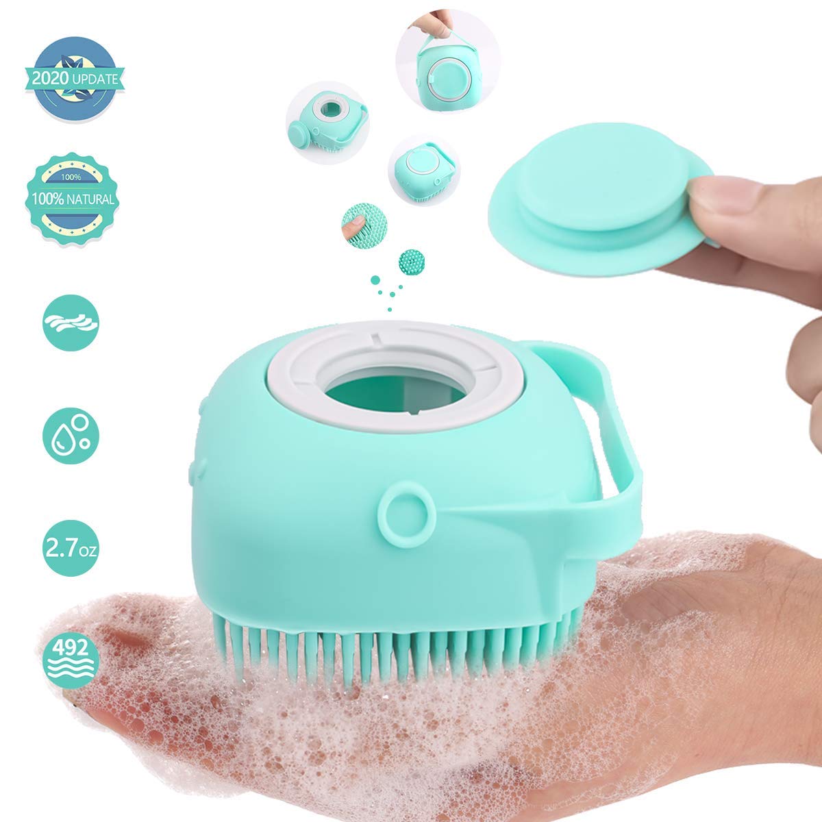 BROCCOLIN® Silicone Body Scrubber & Exfoliating Brush - Reusable Shower Loofah with Soap Dispenser for Deep Cleaning - Gentle Massage Scrub for Women & Kids - Perfect for Sensitive Skin & Spa-Like Bath Experience