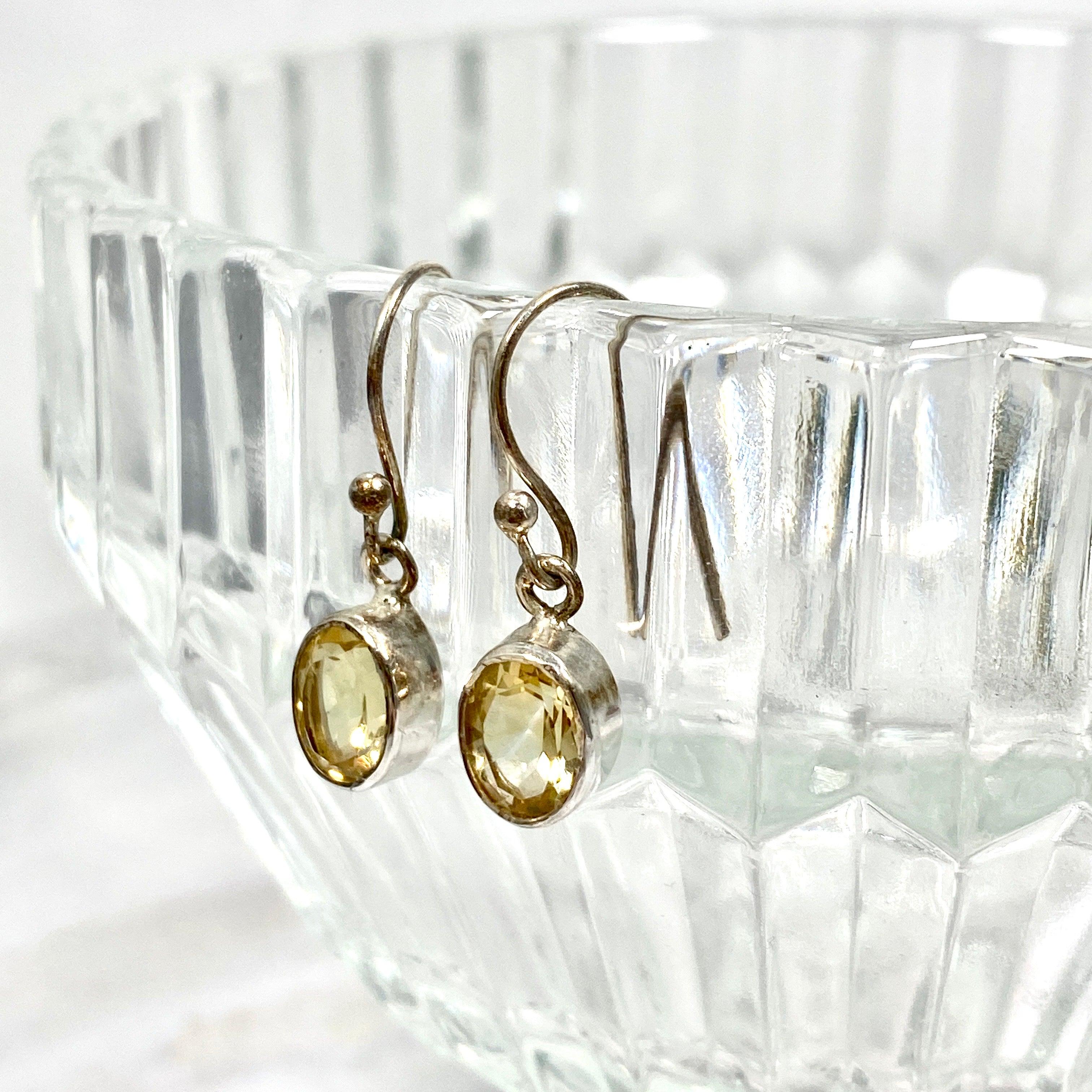 Natural Citrine Gemstone Petite Oval Faceted Stud Earrings R2363 CTO - Elegant Jewelry for Women, Perfect for Parties, Weddings & Daily Wear