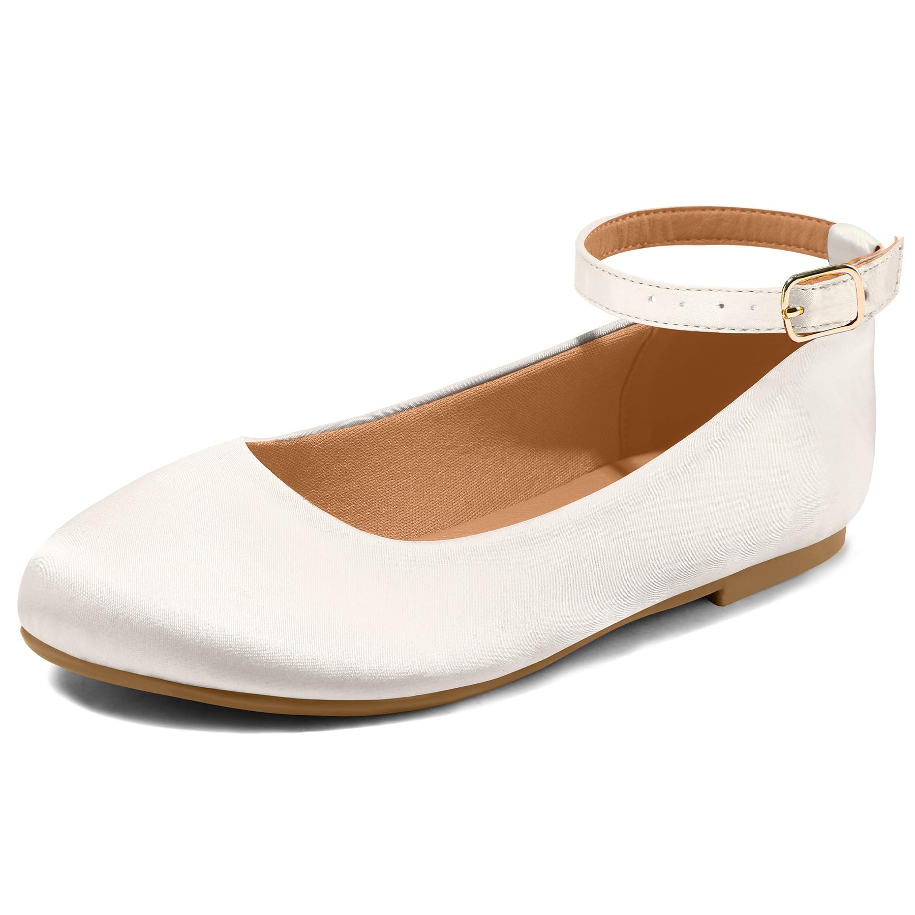 K KomForme Girls' Ballerina Flats with Ankle Strap - Comfortable Dress Ballet Shoes for Toddler, Little Kid & Big Kid - Perfect for Dance Class, Parties & Everyday Wear
