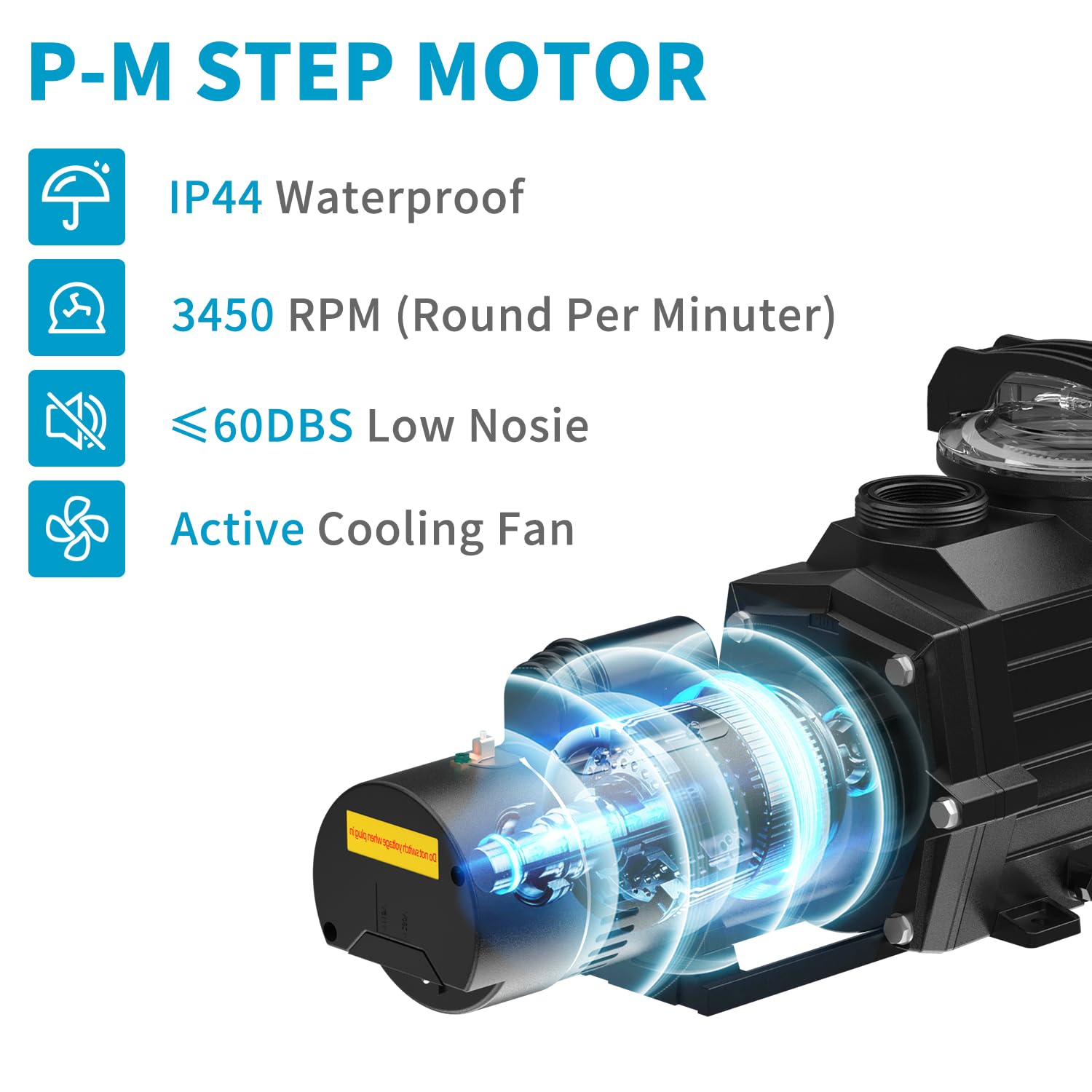 Pipopa 2.5HP 6420GPH Dual Voltage Pool Pump (115V/230V) for Above Ground & Inground Pools - Super Powerful, Energy Efficient, Saltwater & Freshwater Safe, IP44 Waterproof - Perfect for Backyard, Residential & Commercial Swimming Pools