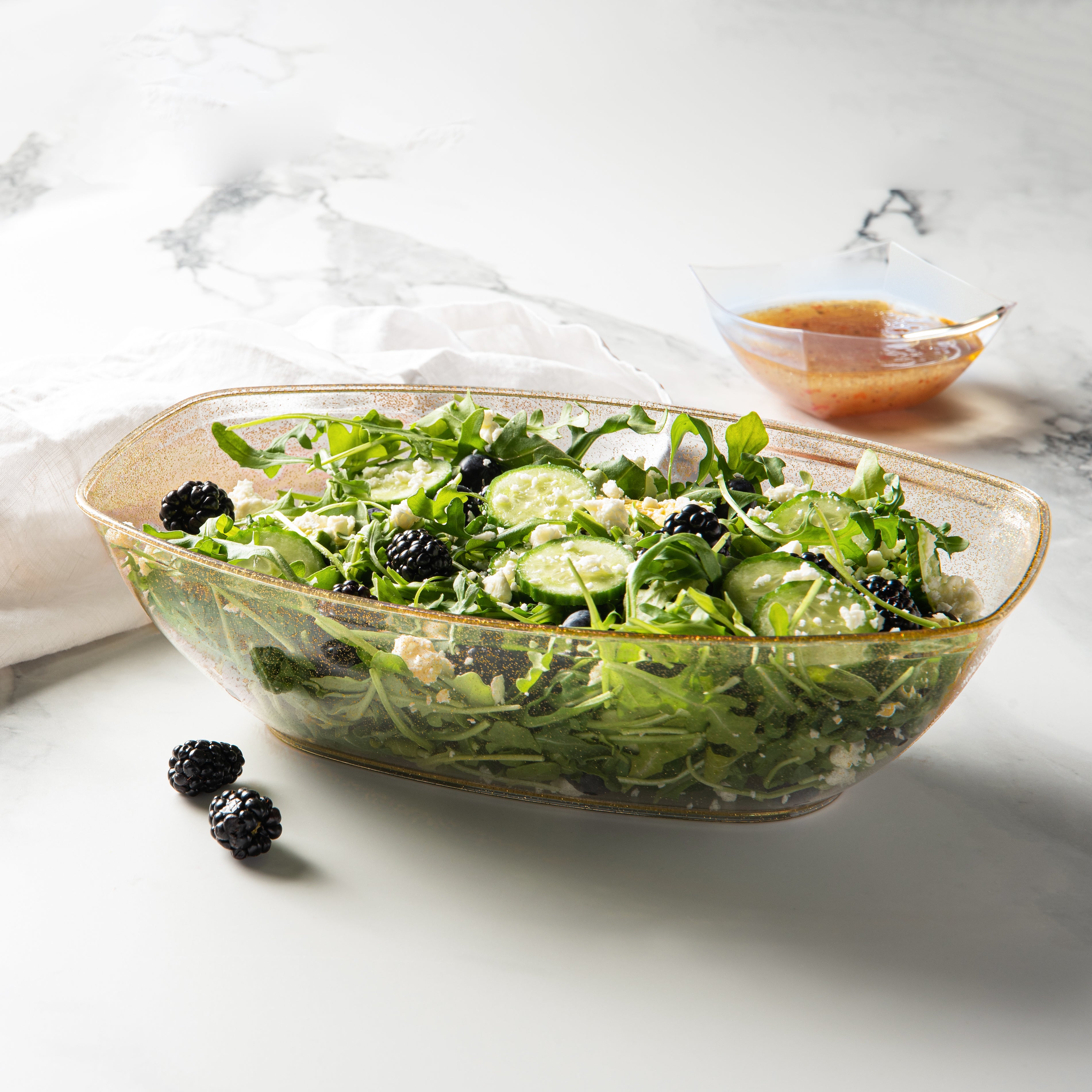 72 oz. Gold Glitter Oval Salad Bowl Set of 4 - Perfect for Parties, Weddings, Buffets & Holiday Serving Dishes