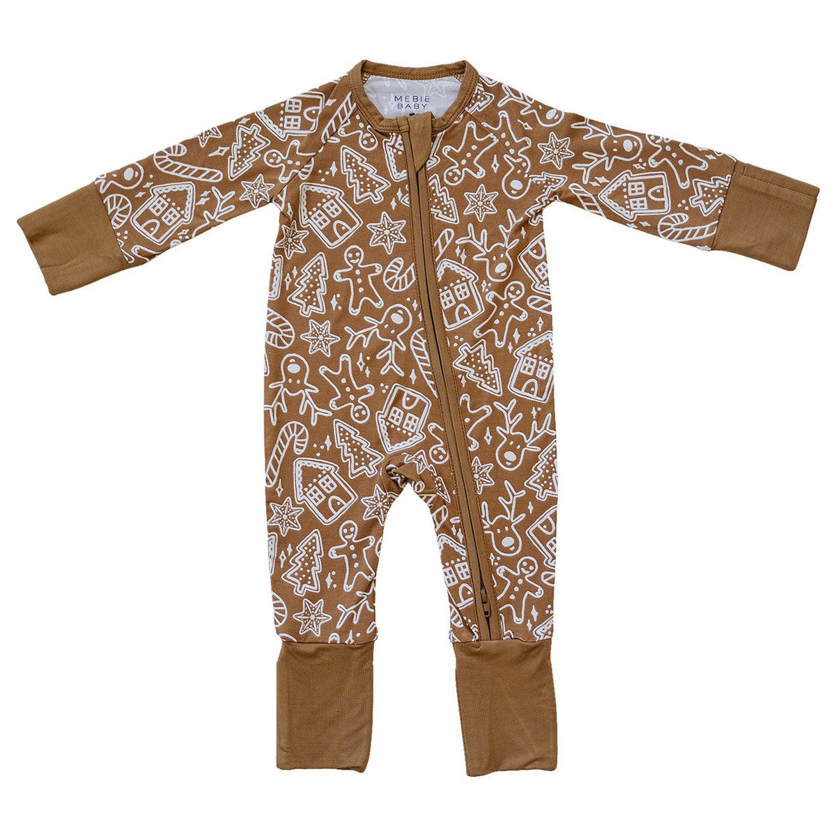 Soft Bamboo Zipper Pajama Set for Women - Cozy Christmas Gingerbread Print Pajamas - Perfect for Holiday Sleepwear & Winter Lounging