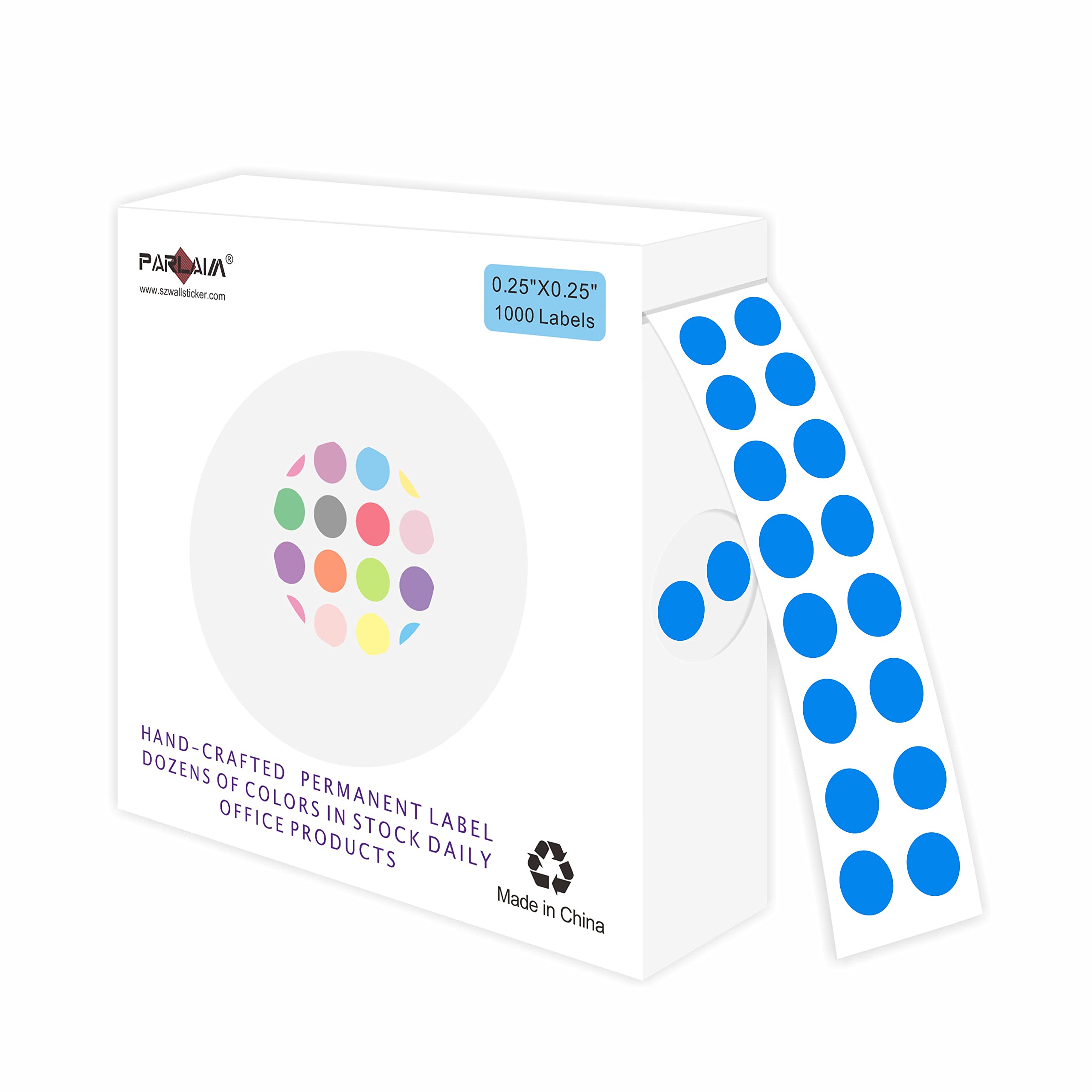 PARLAIM 1/4 Inch Round Permanent Adhesive Color-Code Dot Stickers - 1000 Count Roll with Dispenser Box (Blue) - Perfect for Organizing Files, Inventory Labeling & Office Color Coding