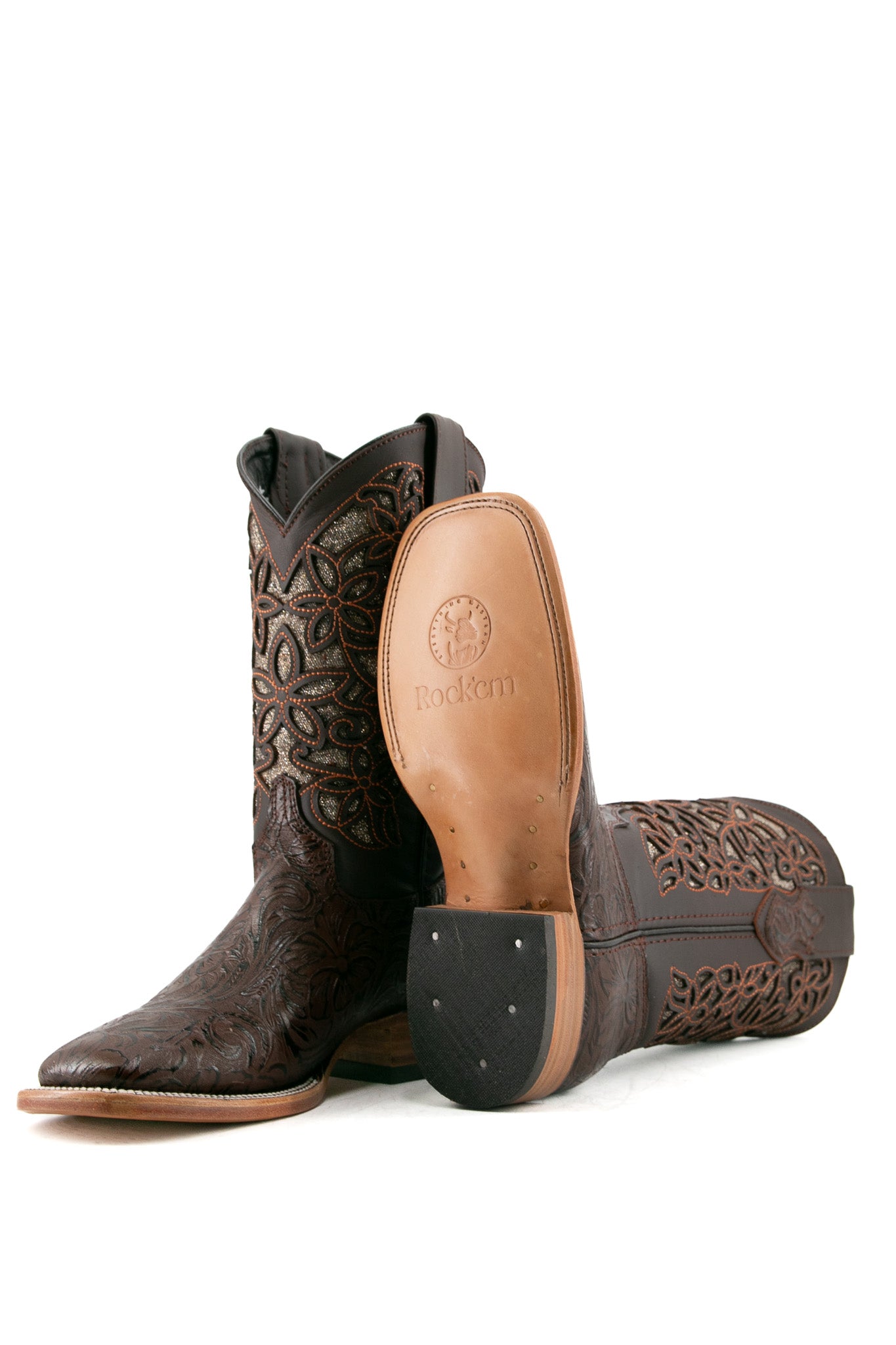 Tooled Cincelado Square Toe Cowgirl Boots for Women - Western Style Leather Riding Boots - Perfect for Country Dancing, Rodeos & Cowboy Fashion