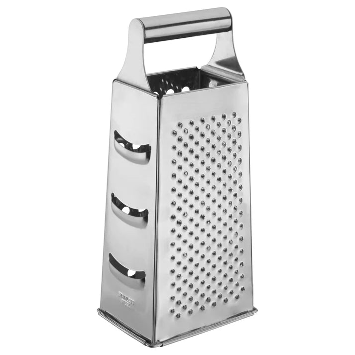 Winco SQG 1 Stainless Steel Tapered Box Grater - 4-Sided Kitchen Cheese Shredder, Vegetable Slicer & Zester for Cooking, Baking & Meal Prep