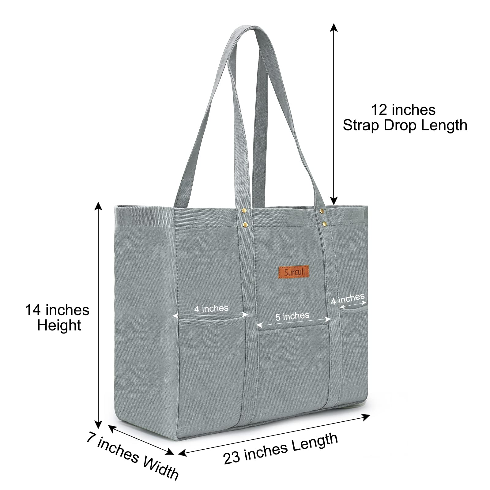 Large Cotton Canvas Tote Bags for Women - 16oz Durable Teacher Tote Bag with Big Capacity | Perfect for Travel, Beach, Work, School & Holiday Shopping | Stylish & Spacious Everyday Carry Bag