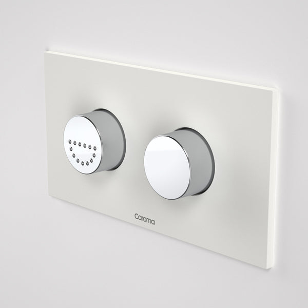 Caroma Invisi Series II Round Dual Flush Toilet Plate with Raised Care Buttons - Morning Glow Finish | ADA Compliant Bathroom Upgrade for Modern Homes & Commercial Spaces