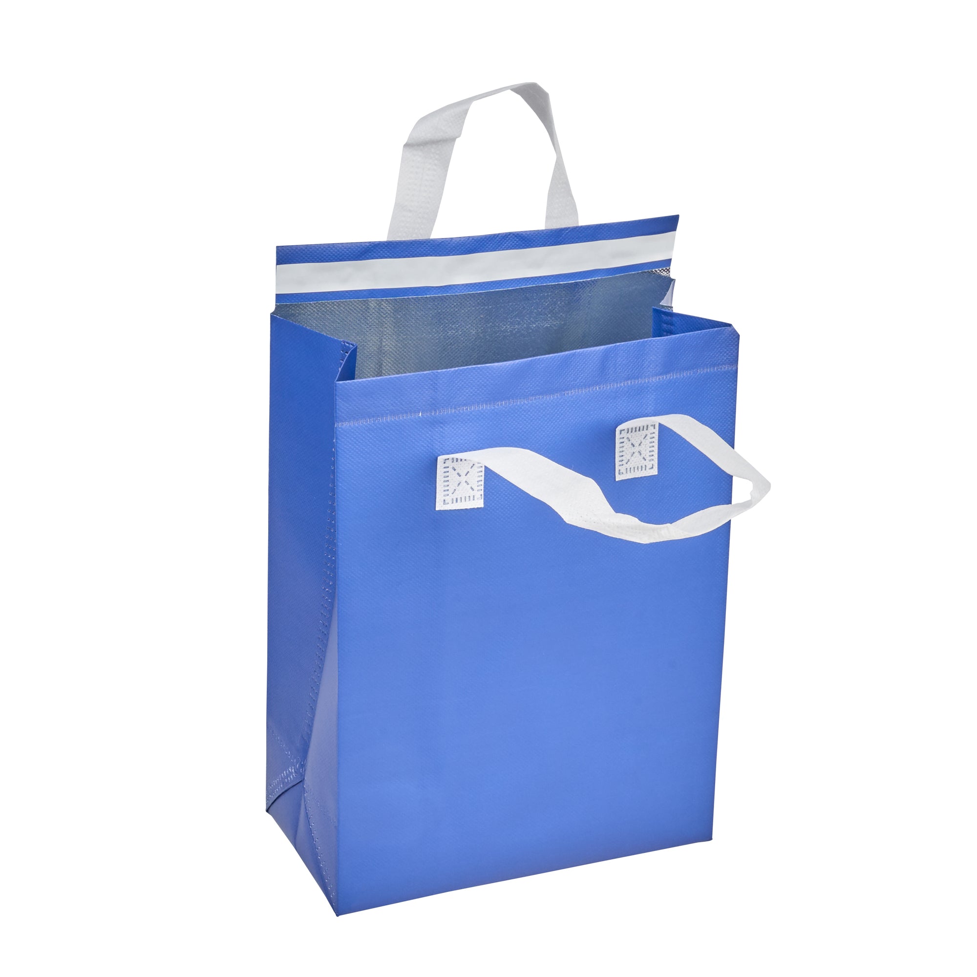 Blue Insulated Take Out Bag - Tamper Evident Food Delivery Bags (8.25