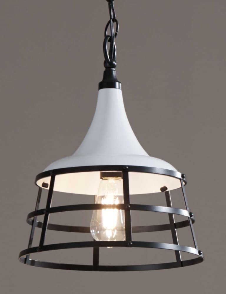 Progress Lighting Bastille Collection White One-Light Pendant - Modern Farmhouse Ceiling Light for Kitchen Island, Dining Room & Entryway