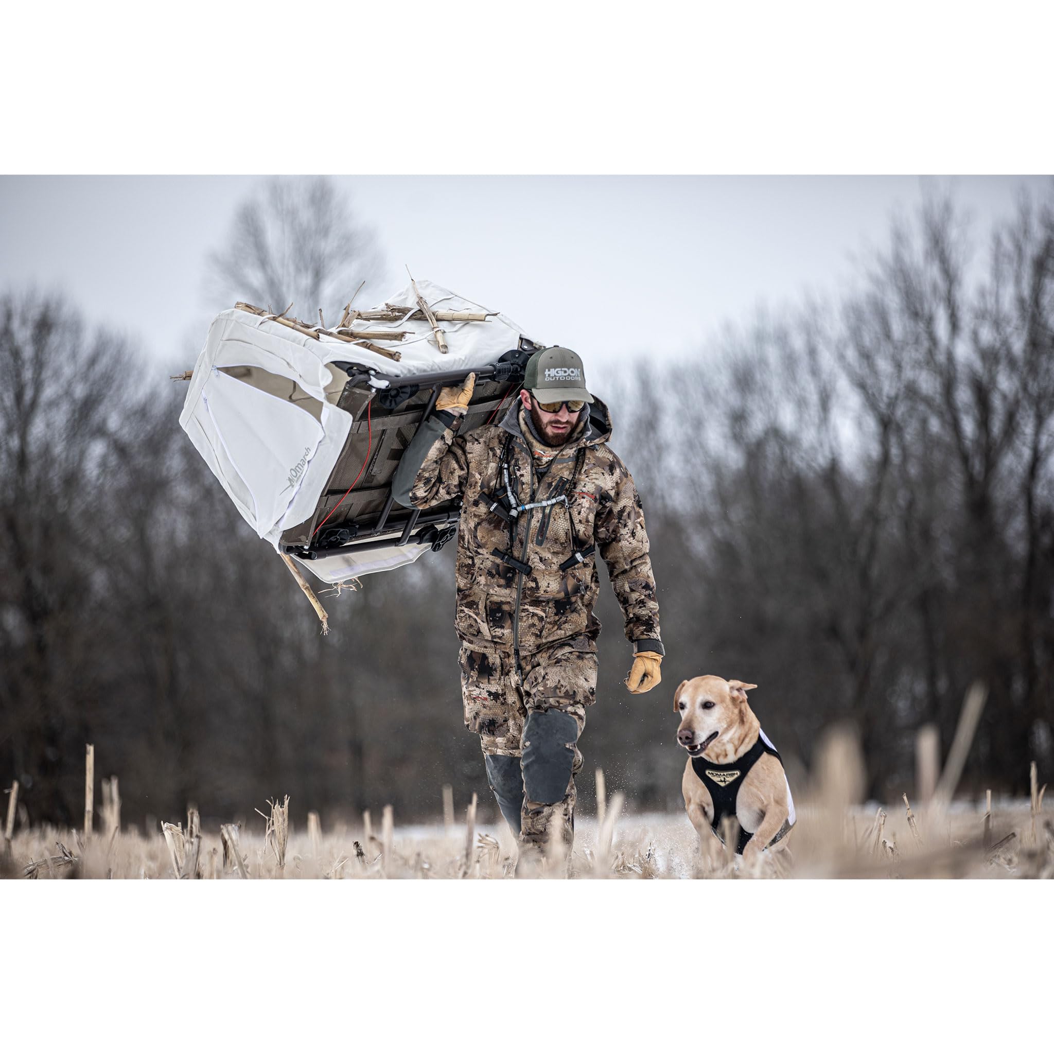 Momarsh Invisi Lab Dog Blind Snow Cover - Camouflage Hunting Blind for Waterfowl & Upland Game - Perfect for Winter Hunting & Field Training