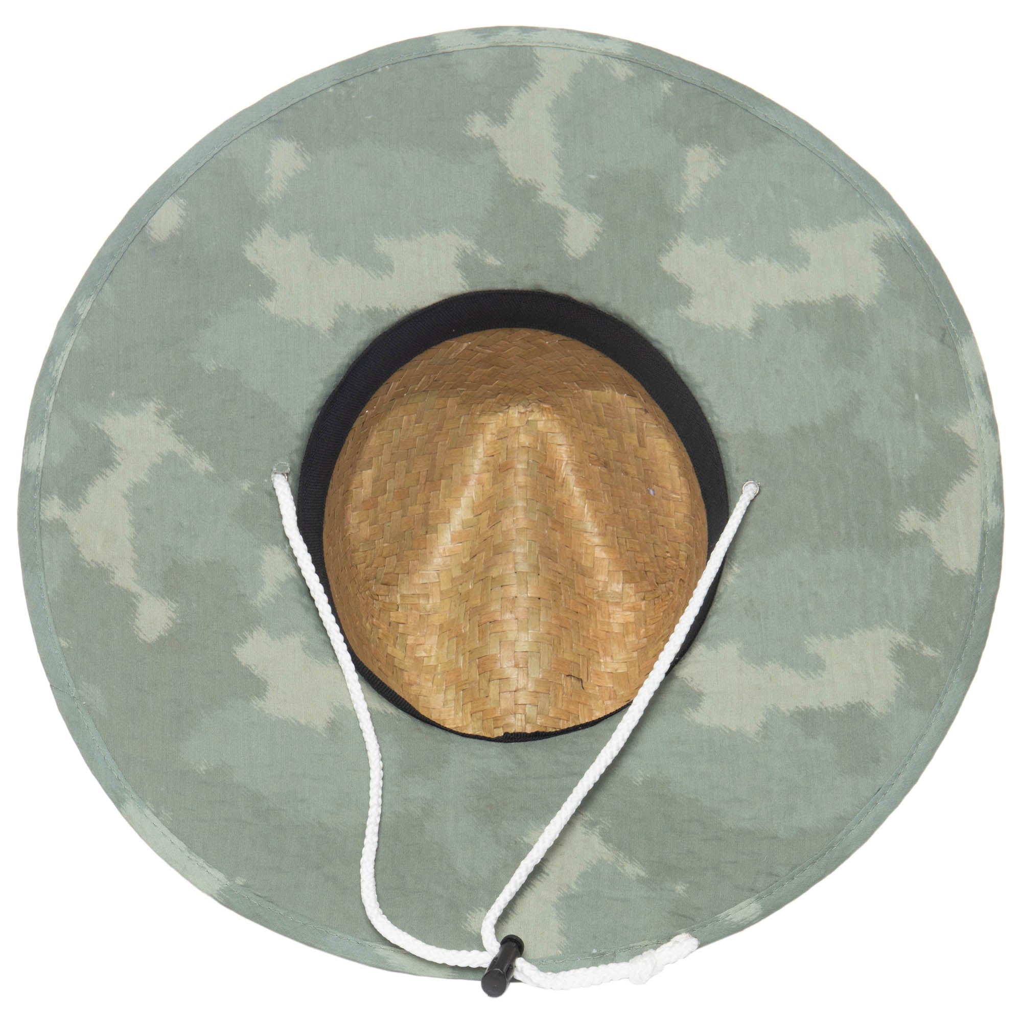Men's Straw Lifeguard Hat with Abstract Camo Under Brim - Perfect for Beach, Pool, and Outdoor Summer Activities