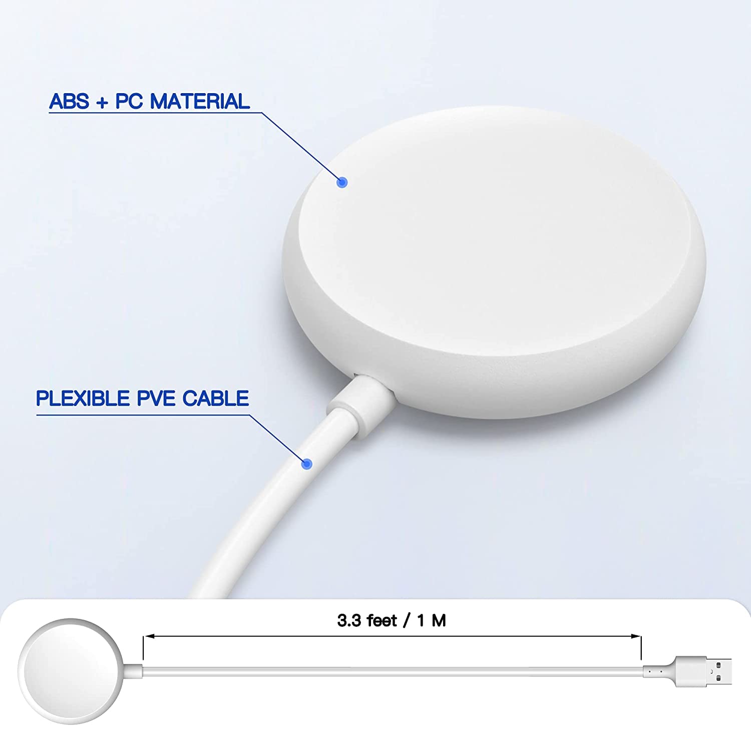 TUCANA USB Charger Cable for Google Pixel Watch - Fast Charging, Durable & Compatible (1 Pack, White) - Perfect for Home, Office & Travel Accessories