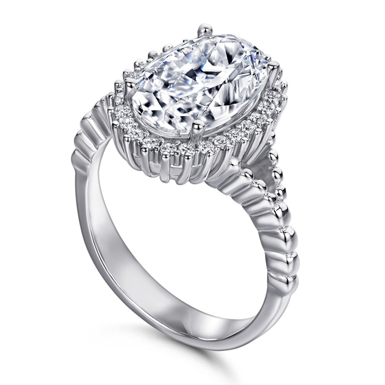 Elegant Cubic Zirconia Oval Engagement Ring for Women - Sterling Silver Wedding Band, Promise Ring, Anniversary Jewelry Gift - Perfect for Proposals, Weddings & Special Occasions