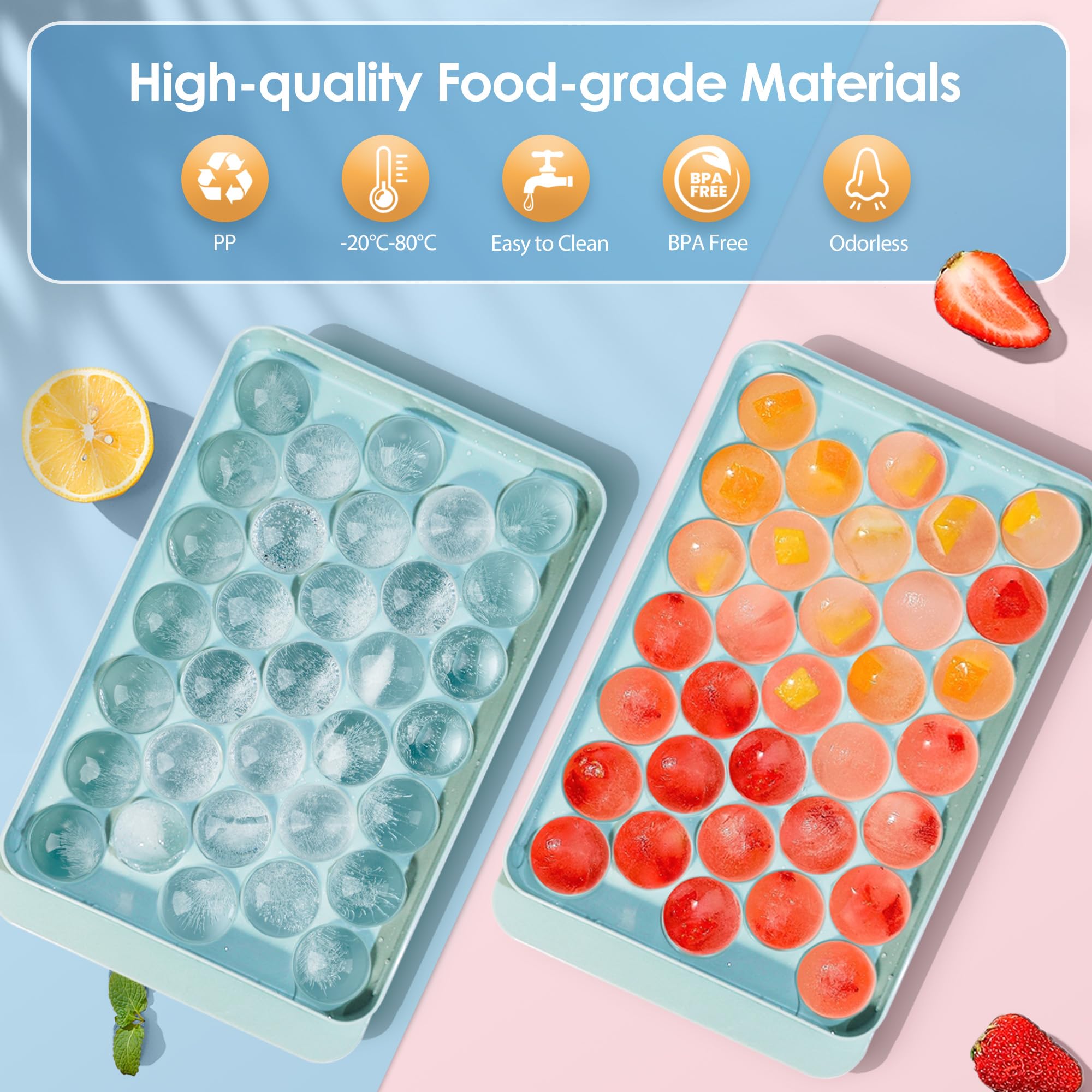 WIBIMEN Plastic Ice Cube Tray with Lid - 1