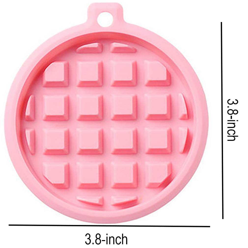 2-Pack Silicone Waffle Molds - Non-Stick Baking Molds for Waffles, Muffins, Cakes, Chocolate, Candy & Soap Making - Round 3.8x3.8x0.4 Inch (Blue & Pink) - Perfect for Home Baking, DIY Desserts & Craft Projects