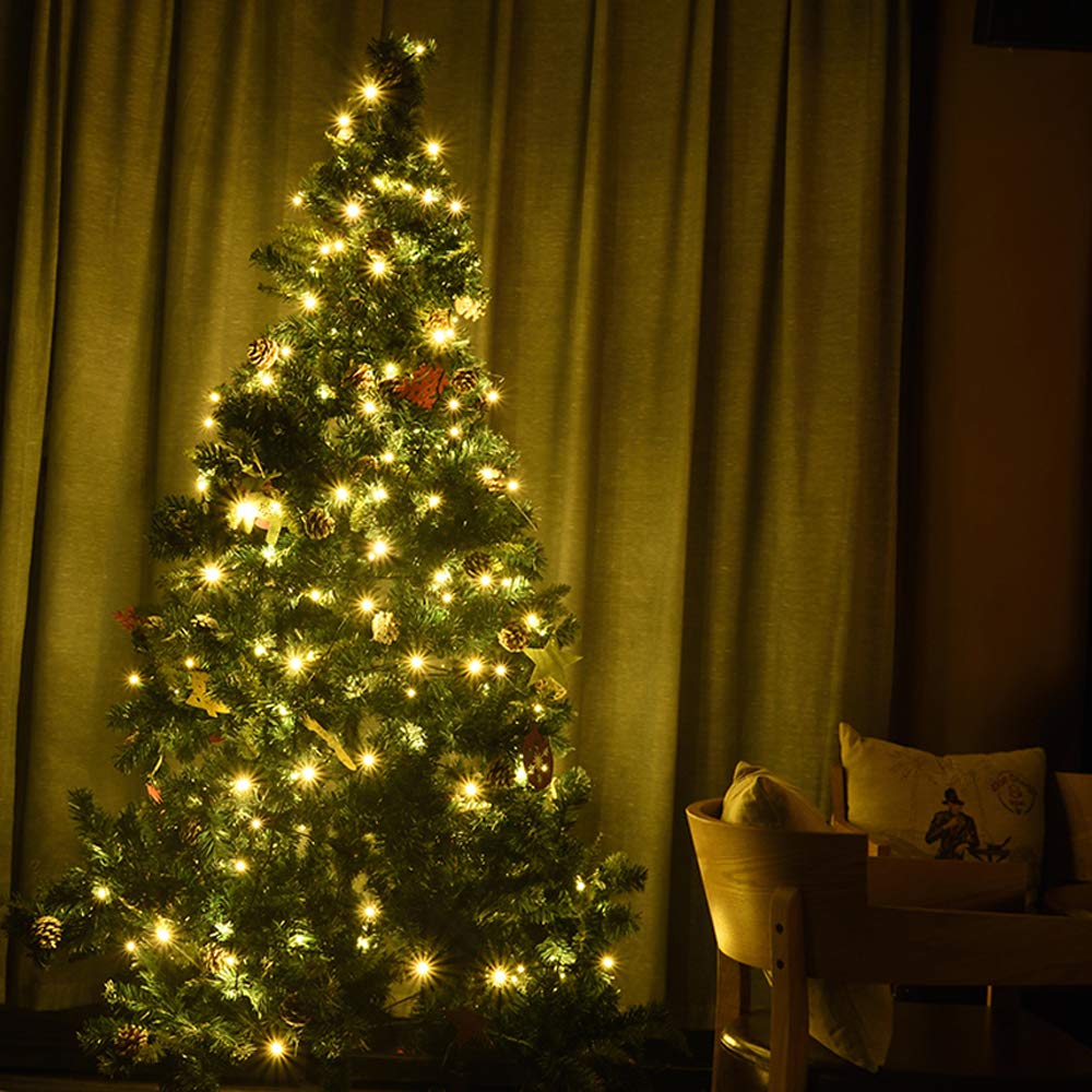 200 LED Battery Operated Christmas Lights with Timer - 8 Lighting Modes, Waterproof Warm White String Lights for Indoor/Outdoor Decor - Perfect for Weddings, Parties, Home, Garden, Wreaths & Holiday Decorations