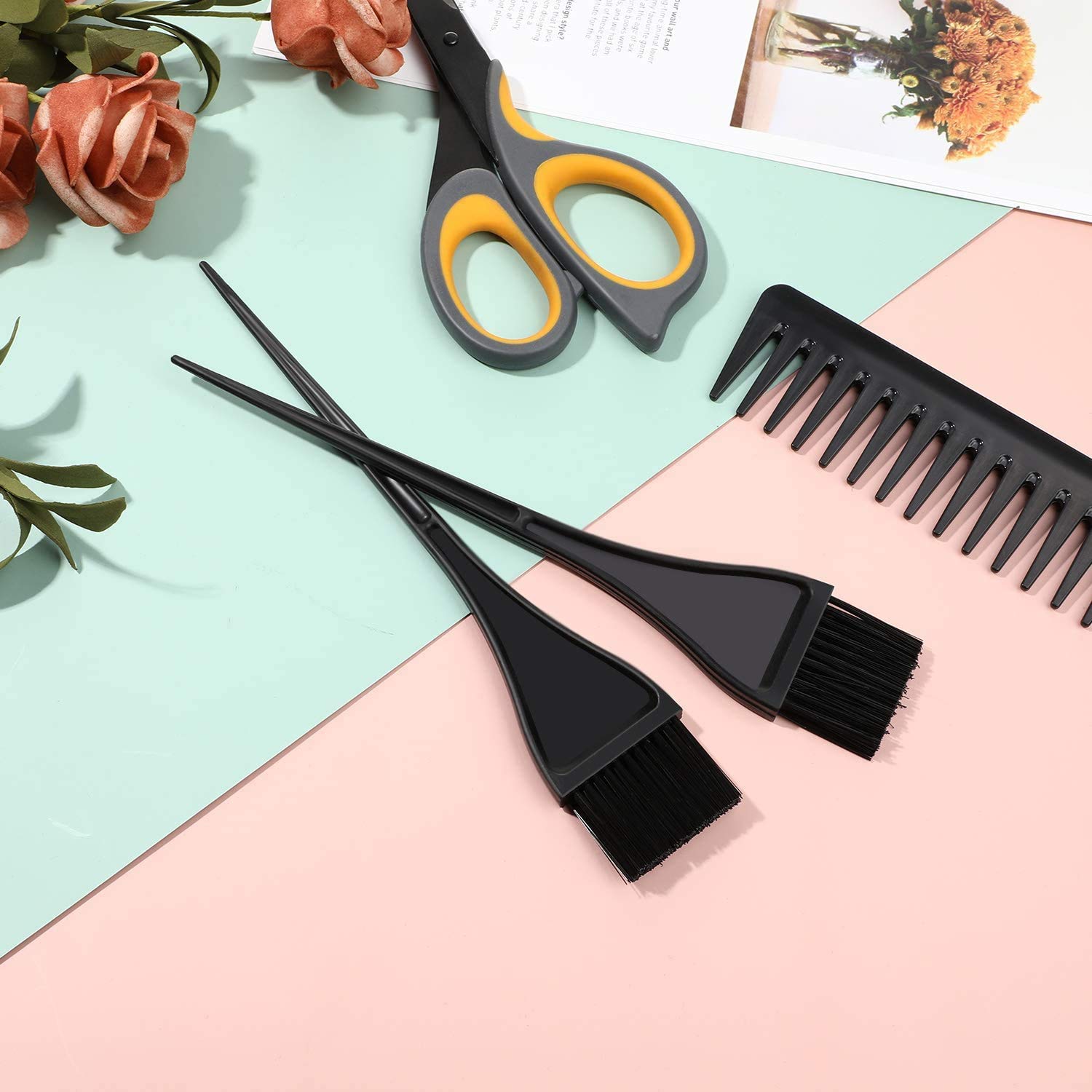 Professional Plastic Dye Brush Set with Hair Comb - Perfect for Salon, Home Hair Coloring & DIY Styling - Includes 1 Brush & 1 Comb