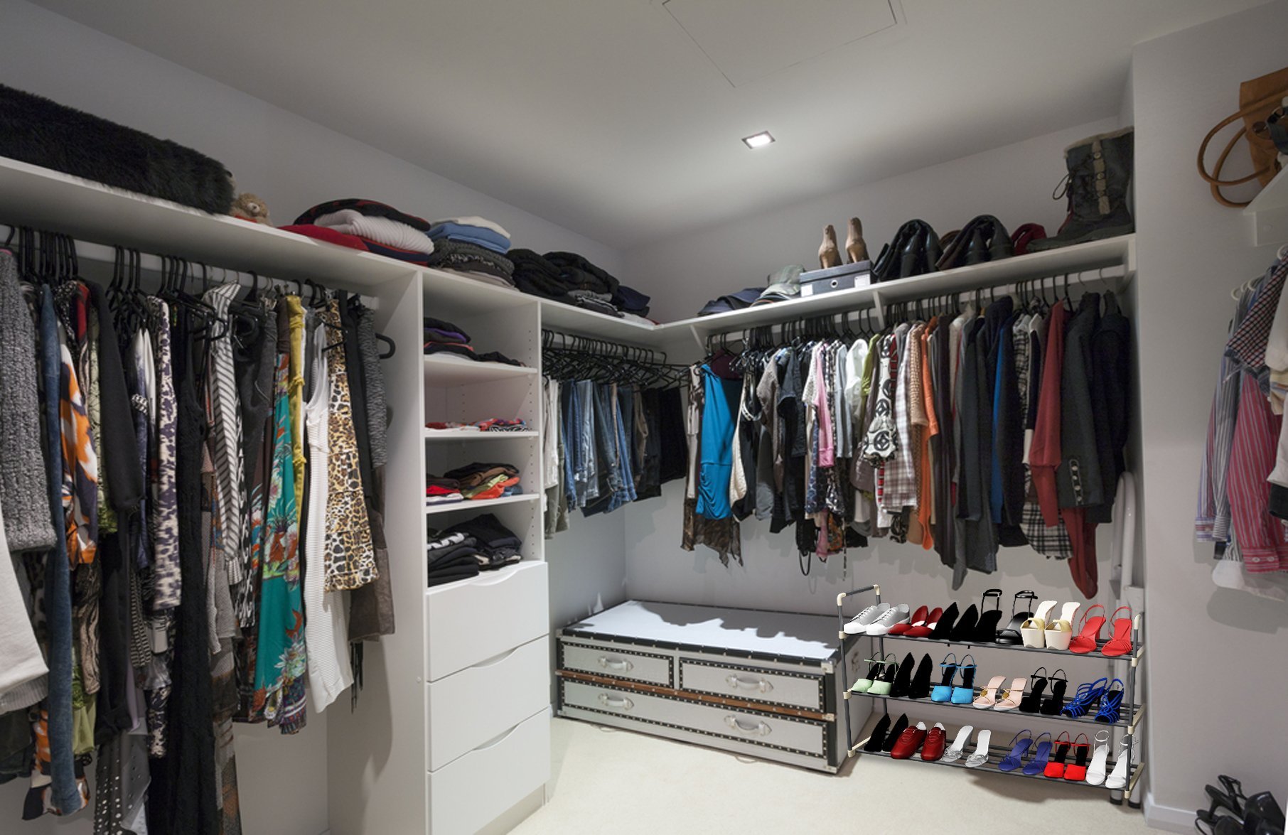 3-Tier Shoe Rack Organizer - Space Saving Storage for 15 Pairs of Shoes, Sneakers, Boots & Heels - Perfect for Closet, Bathroom, Entryway & Mudroom - Sturdy Gray Shelf by Home-Complete - Ideal for Small Spaces & Home Organization