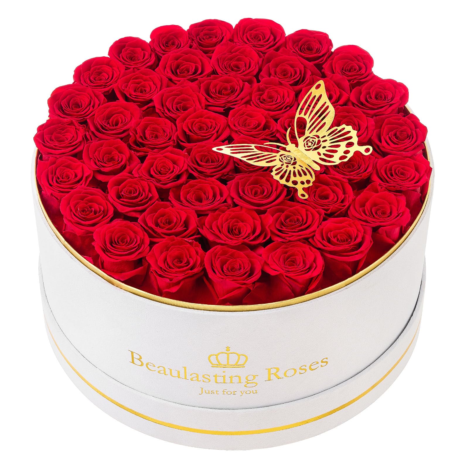 47 Piece Preserved Roses in a Box - Eternal Fresh Red Roses for Mother's Day, Birthday, Valentine's Gift for Women, Wife, Mom | Home Decor, Wedding Centerpiece, Romantic Surprise