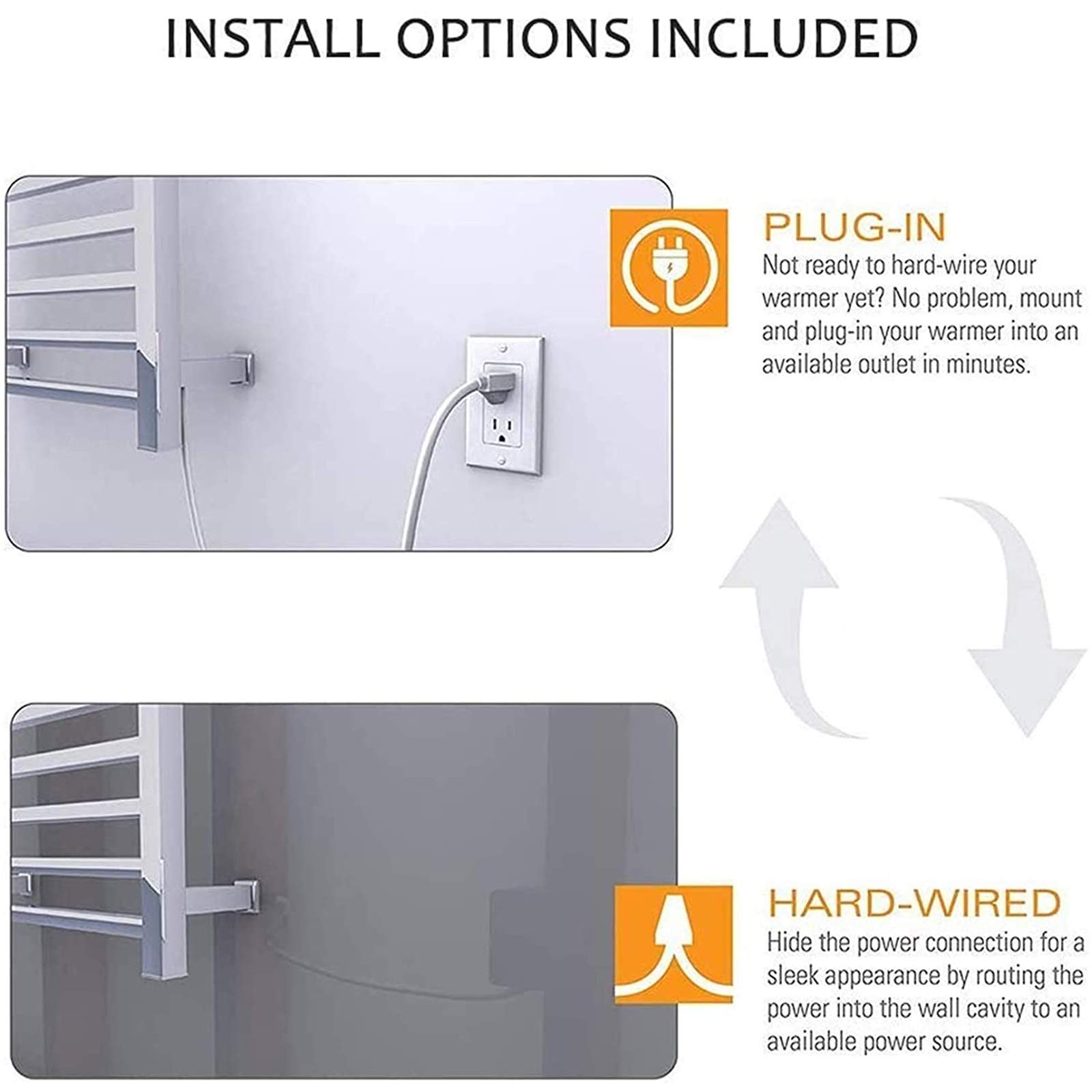 Premium 304 Stainless Steel Electric Towel Warmer - Wall Mounted Heated Towel Rack with 10 Bars, 88W Hardwired Bathroom Radiator (Gold) - Perfect for Spa, Luxury Hotels & Modern Home Bathrooms