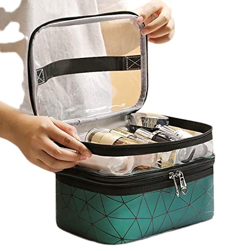 Trexee Portable Travel Makeup Bag for Women - Waterproof Cosmetic Organizer & Toiletry Kit Set with Multiple Pockets (Teal Blue) - Perfect for Vacation, Gym, Business Trips & Daily Essentials Storage