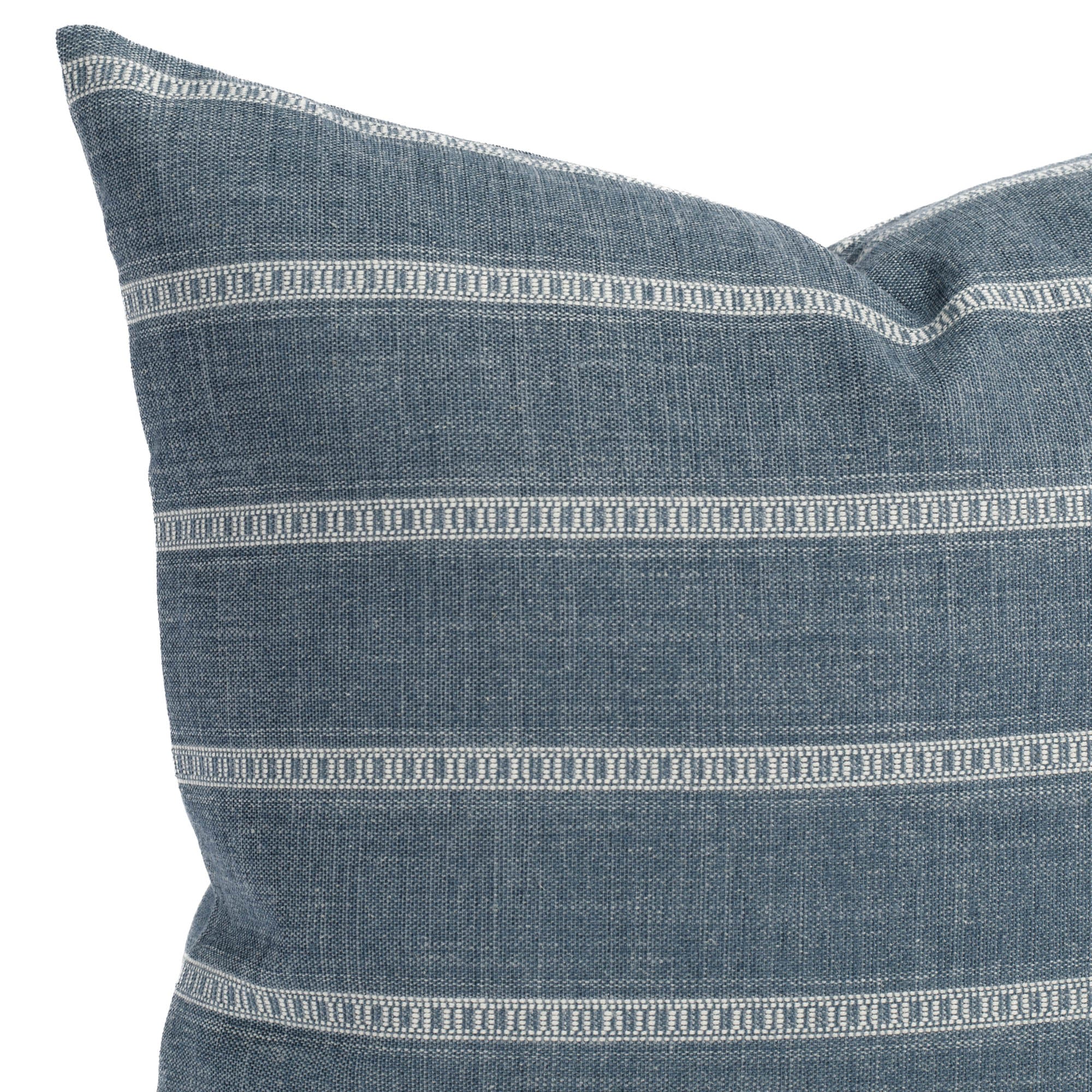 Brunswick Stripe 20x20 Decorative Throw Pillow Cover - Soft Chambray Cotton - Perfect for Sofa, Bed & Home Decor
